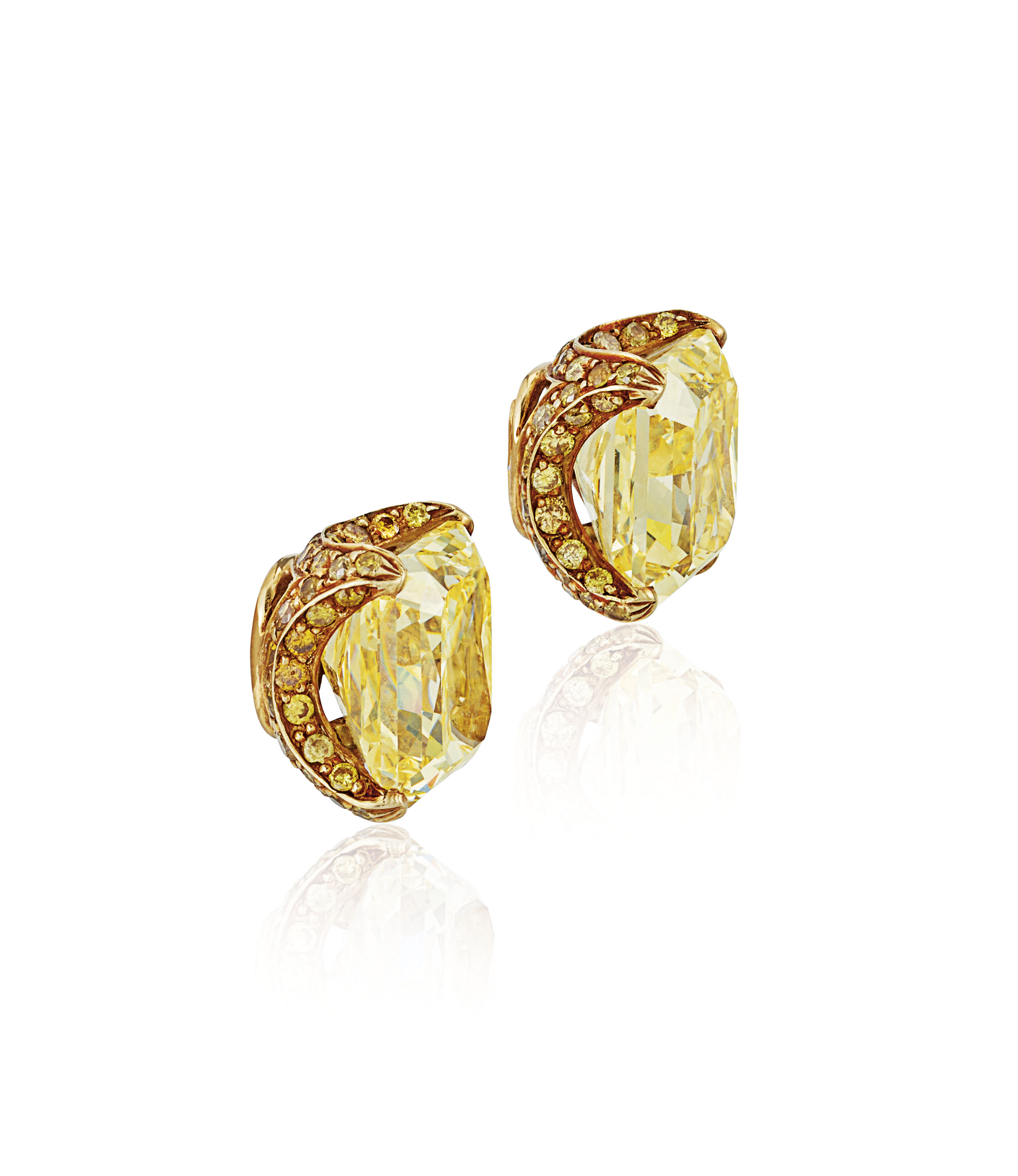 COLOURED DIAMOND EAR STUDS, HARRY WINSTON Christie's