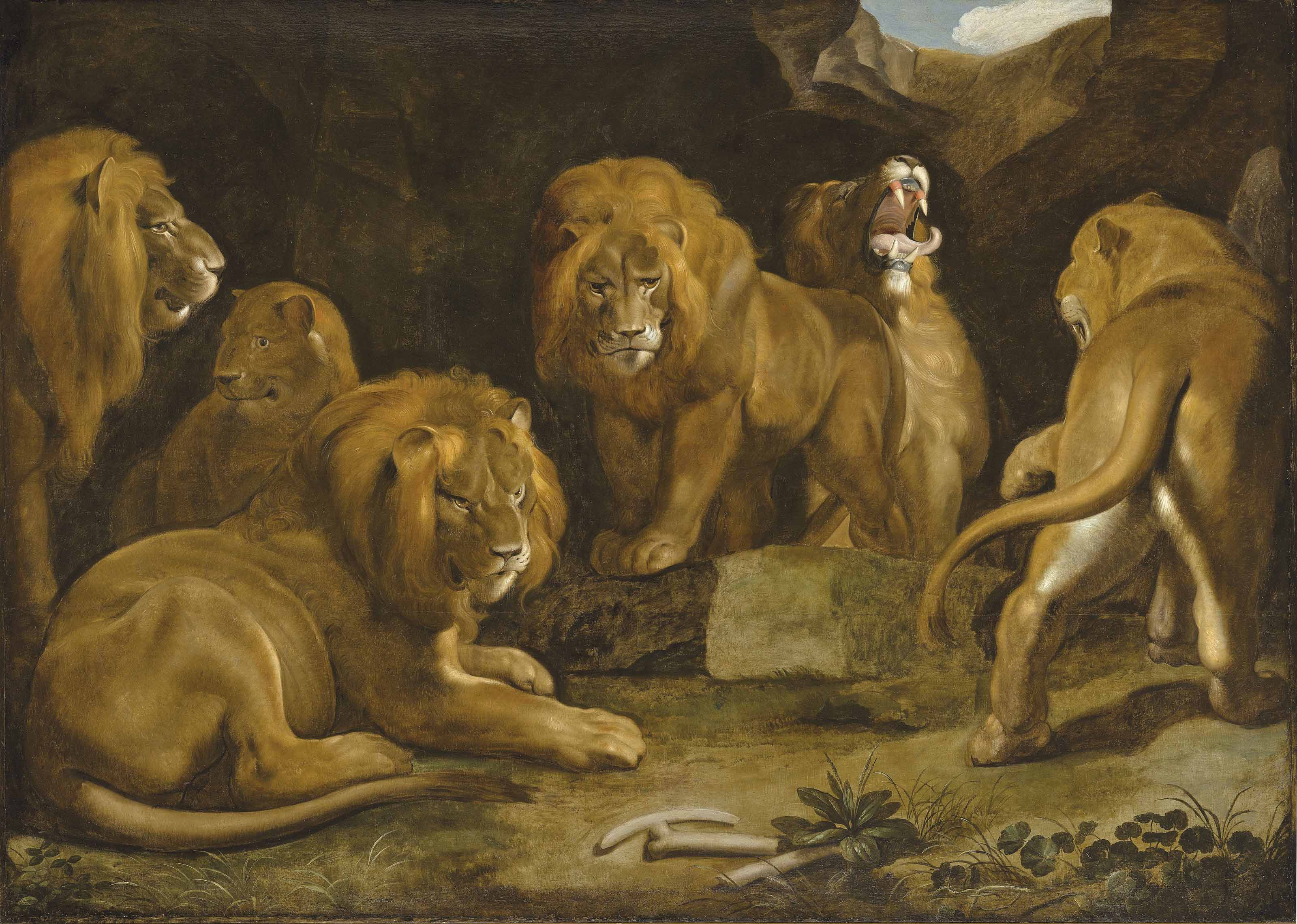 25.000 £ - 35.000 £. Follower of Peter Paul Rubens A lion's den oil on...