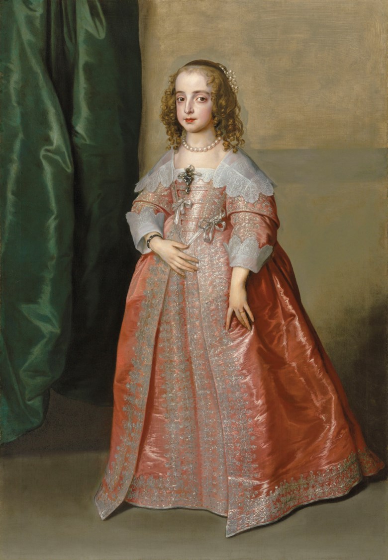 Sir Anthony van Dyck (Antwerp 1599–1641 London), Portrait of Princess Mary (1631–1660), daughter of King Charles I of England, full-length, in a pink dress decorated with silver embroidery and ribbons. Sold for £5,858,750 on 6 December 2018 at Christie’s in London