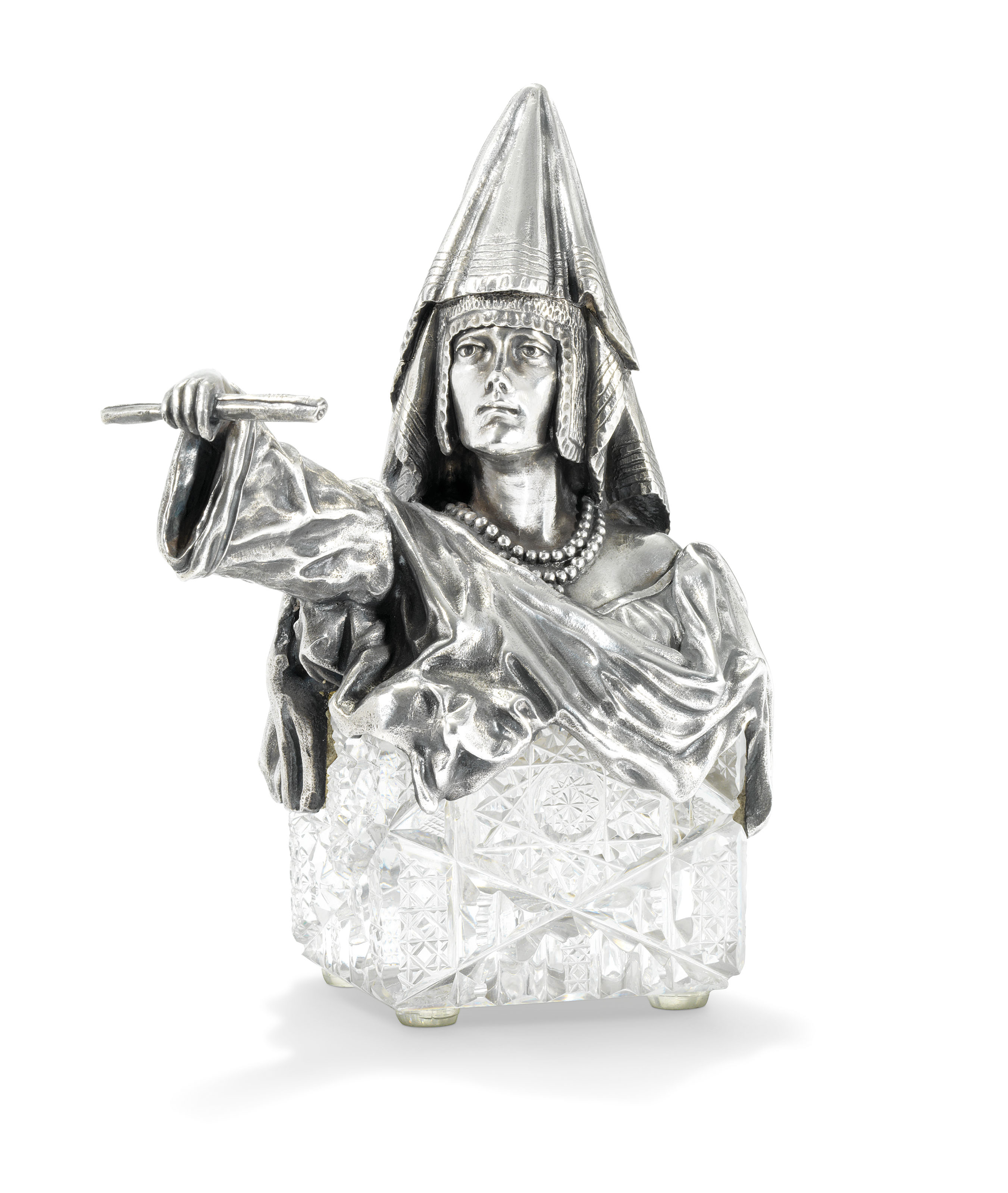 A GEM-SET SILVER CIGARETTE LIGHTER IN THE FORM OF A FROG , MARKED FABERGÉ  WITH THE IMPERIAL WARRANT, WITH THE MARK OF THE FIRST SILVER ARTEL, MOSCOW,  1908-1917, SCRATCHED INVENTORY NUMBER 18662