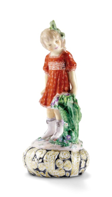 A porcelain figure ‘Marochka’, by the State Porcelain Factory, Petrograd, 1922. After a model by Natalia Danko. 3⅞  in (9.8  cm) high. Sold for £118,750 on 4 June 2018 at Christie’s in London