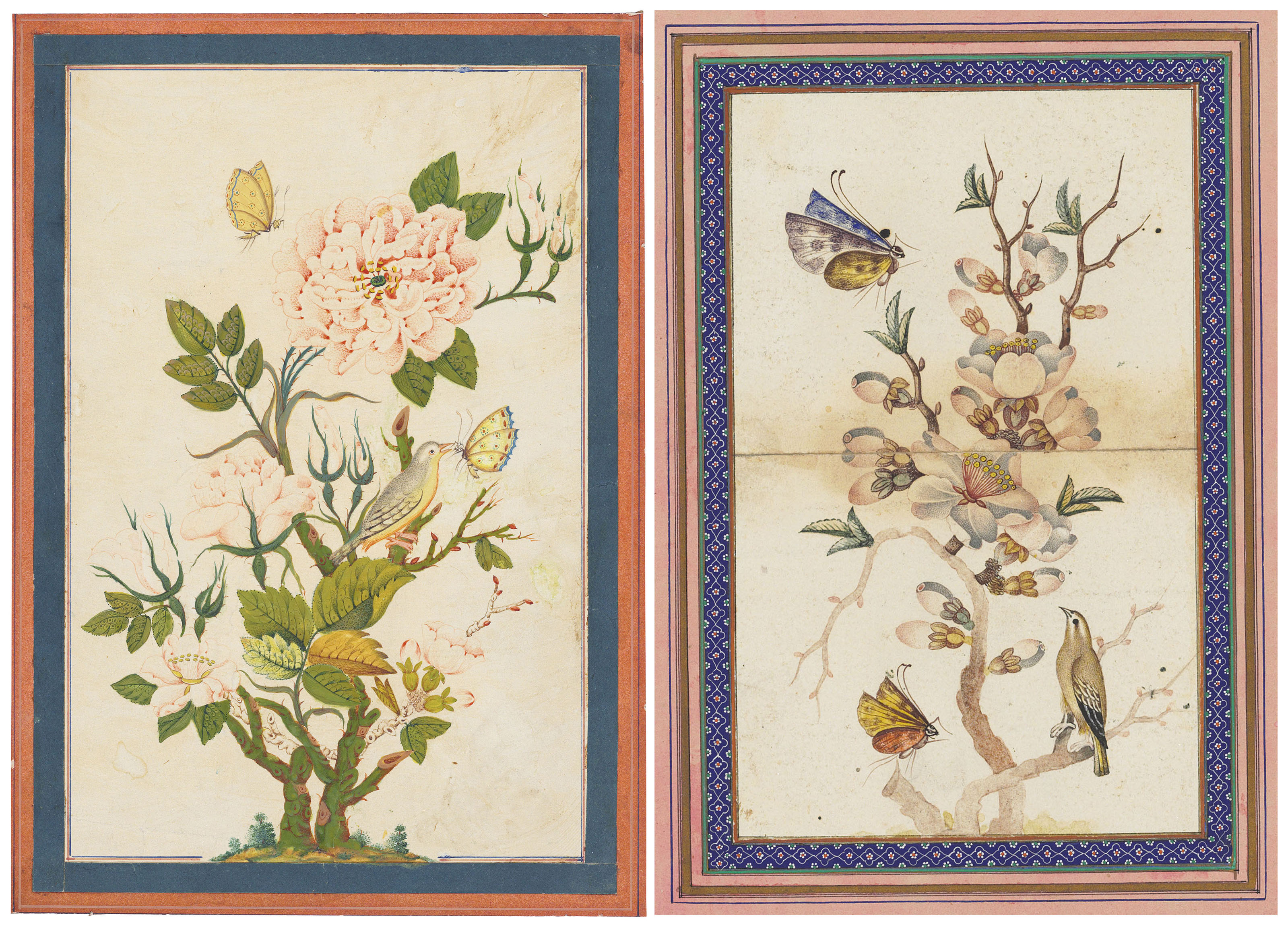 two gul o bulbul paintings iran late 19th century all other categories of objects iran christie s