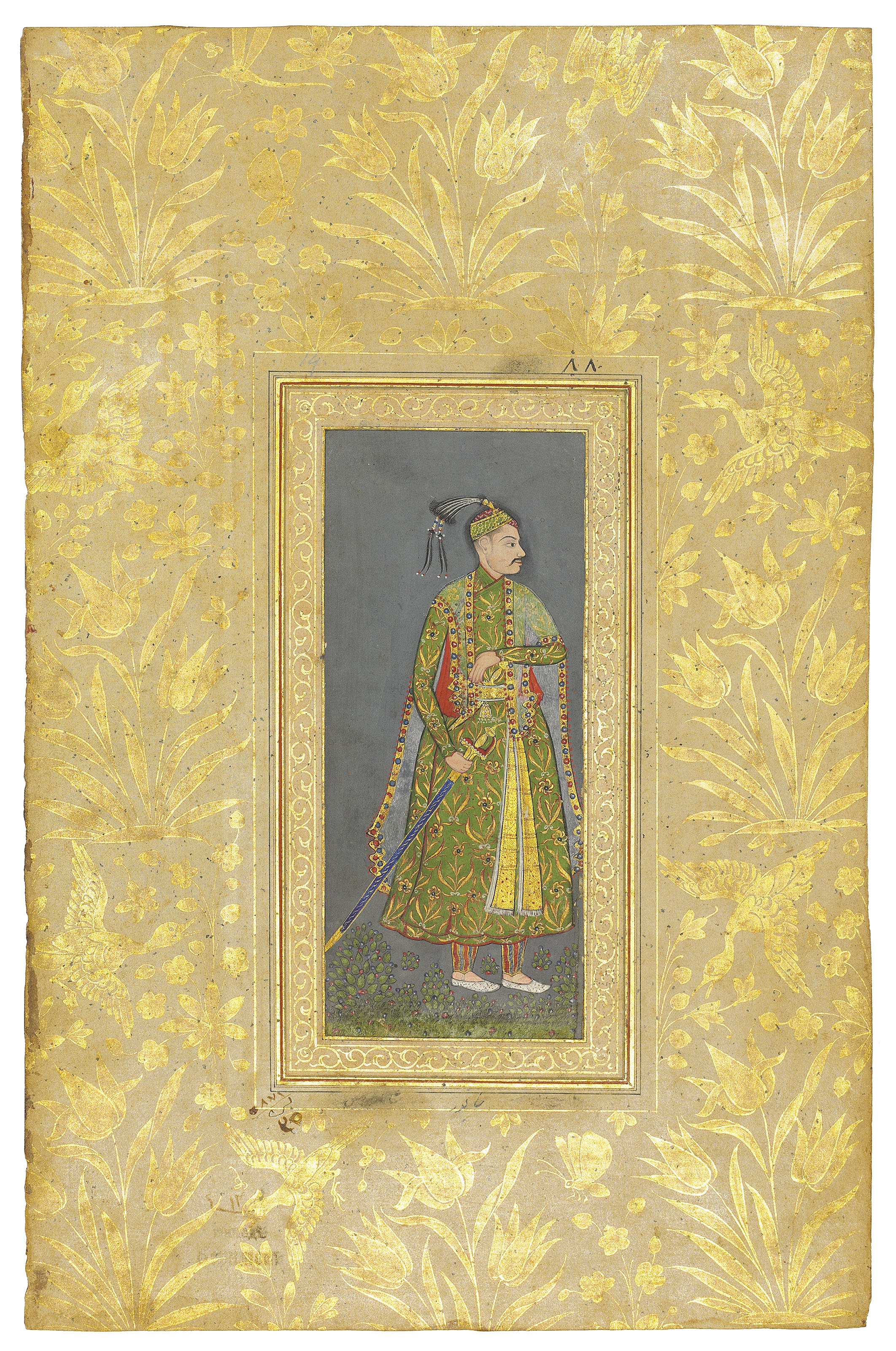 A Standing Portrait Of Sultan Muhammad Qutb Shah Of Golconda