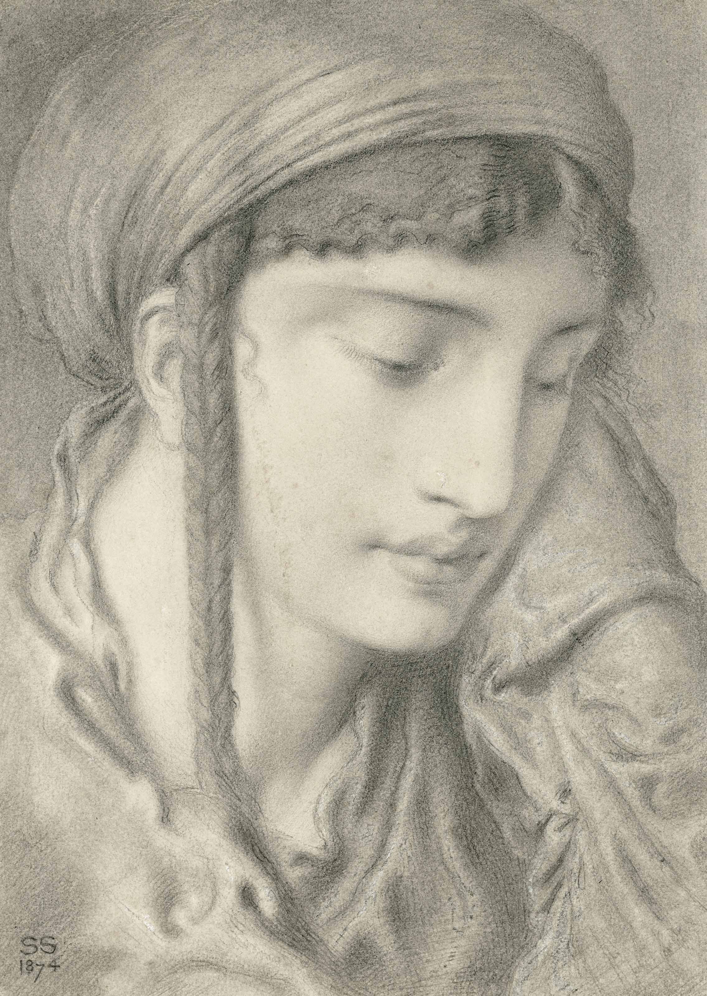 Simeon Solomon (1840-1905), A Hebrew Girl, 1874. 11⅞ x 8⅜  in (30.2 x 21.3  cm). Sold for &pound;16,250 on 11 July 2018 at Christie&rsquo;s in London