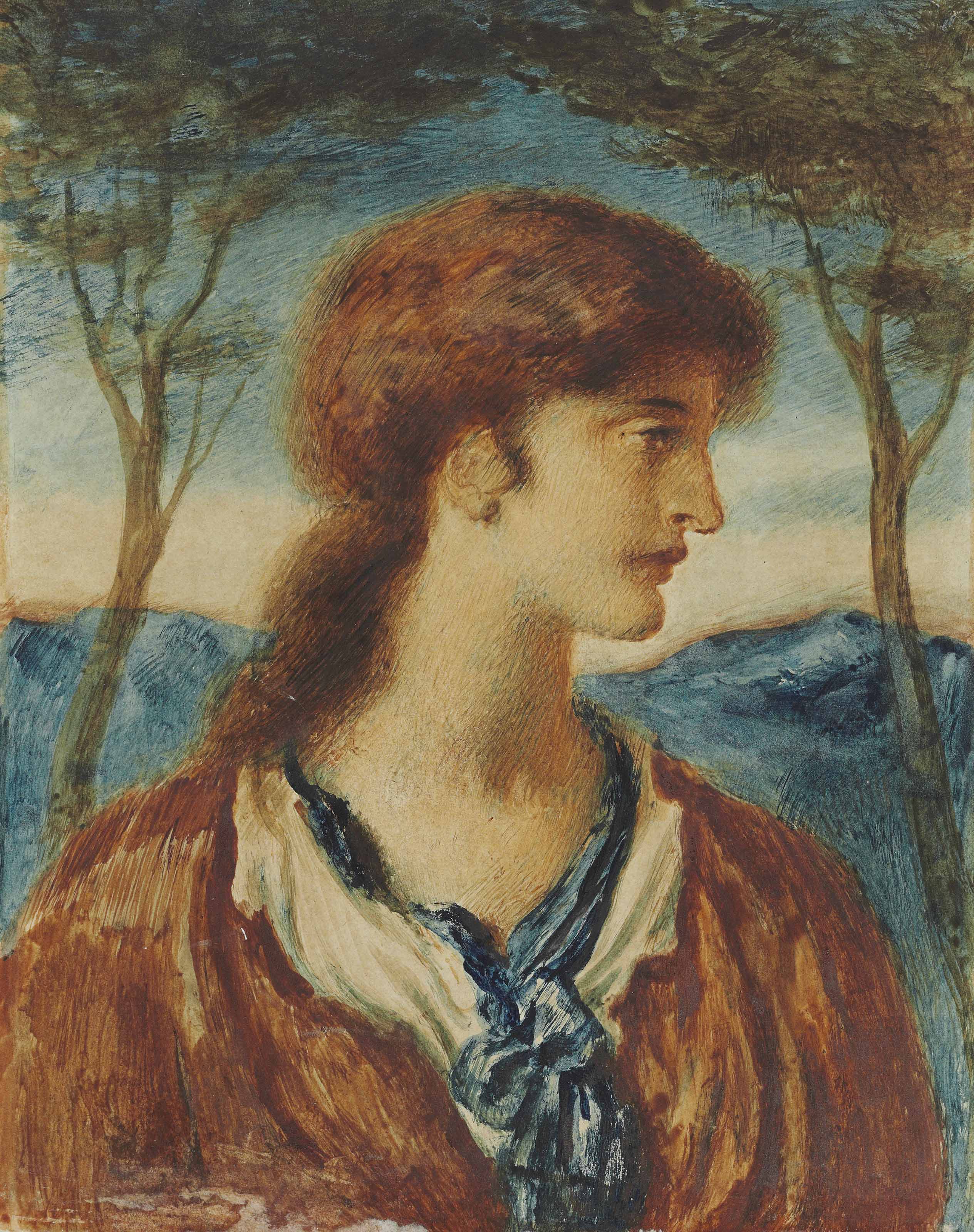 Simeon Solomon (1840-1905), Study of a Youth. 11⅛ x 8&frac12;  in (28.2 x 21.6  cm). Sold for &pound;8,750 on 11 July 2018 at Christie&rsquo;s in London