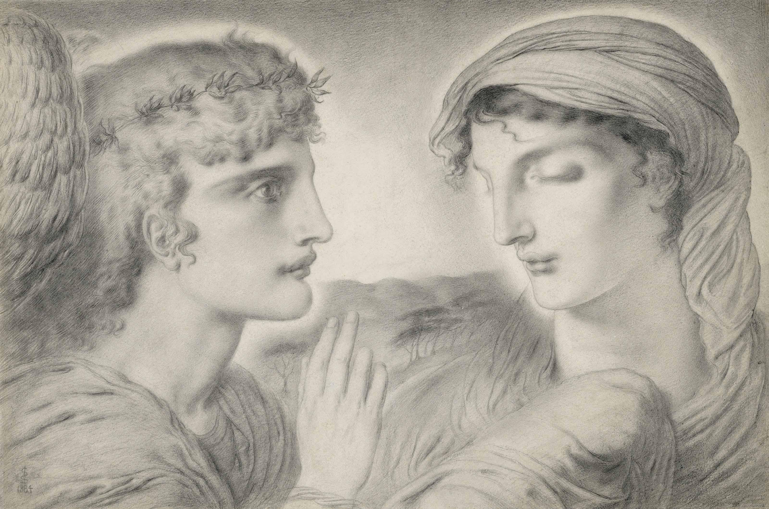 Simeon Solomon (1840-1905), The Annunciation, 1884. 14⅞ x 21⅞  in (37.8 x 55.6  cm). Sold for &pound;35,000 on 11 July 2018 at Christie&rsquo;s in London