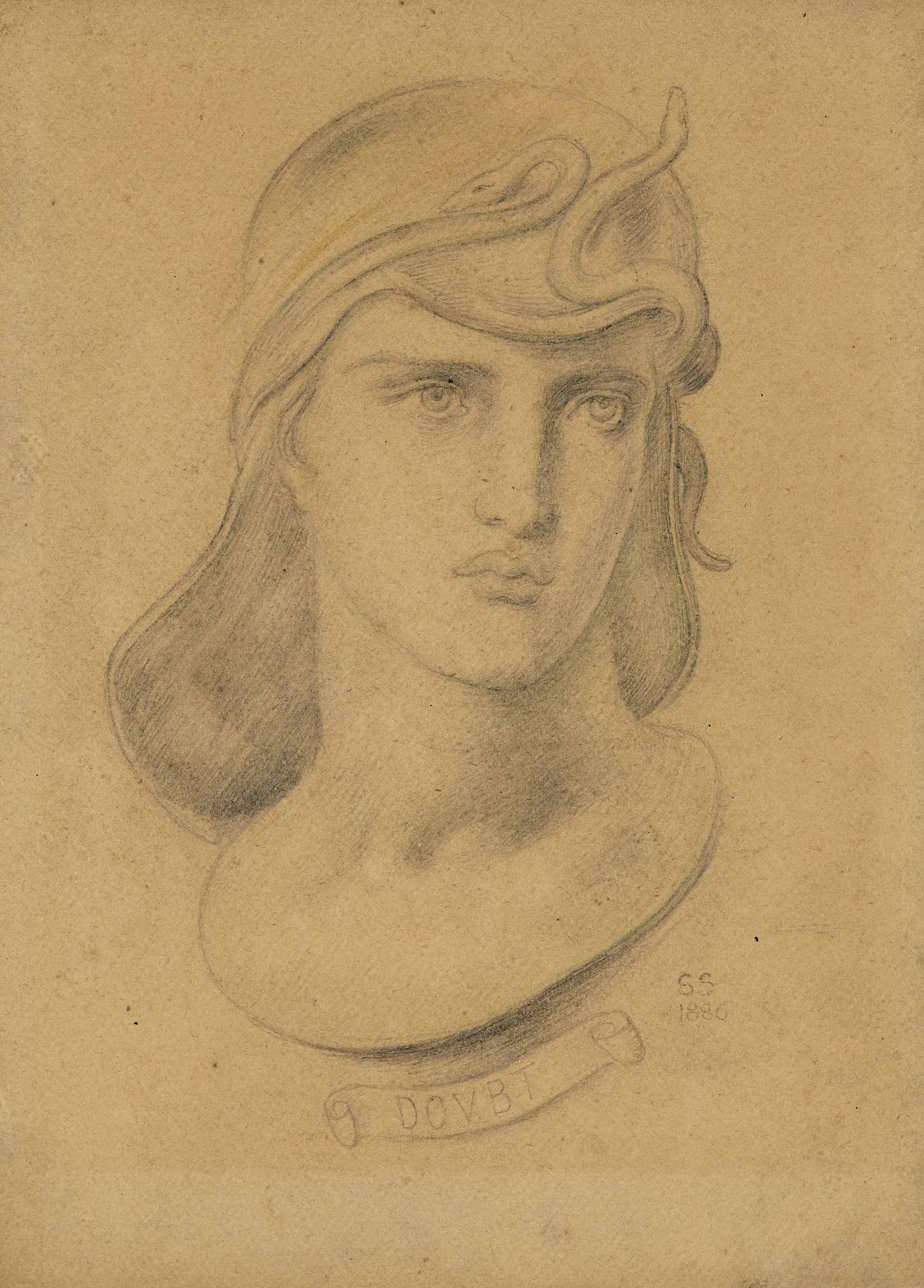Simeon Solomon (1840-1905), Doubt, 1880. 15&frac12; x 11&frac12;  in (39.4 x 29.2  cm). Sold for &pound;4,375&nbsp;on 11 July 2018 at Christie&rsquo;s in London