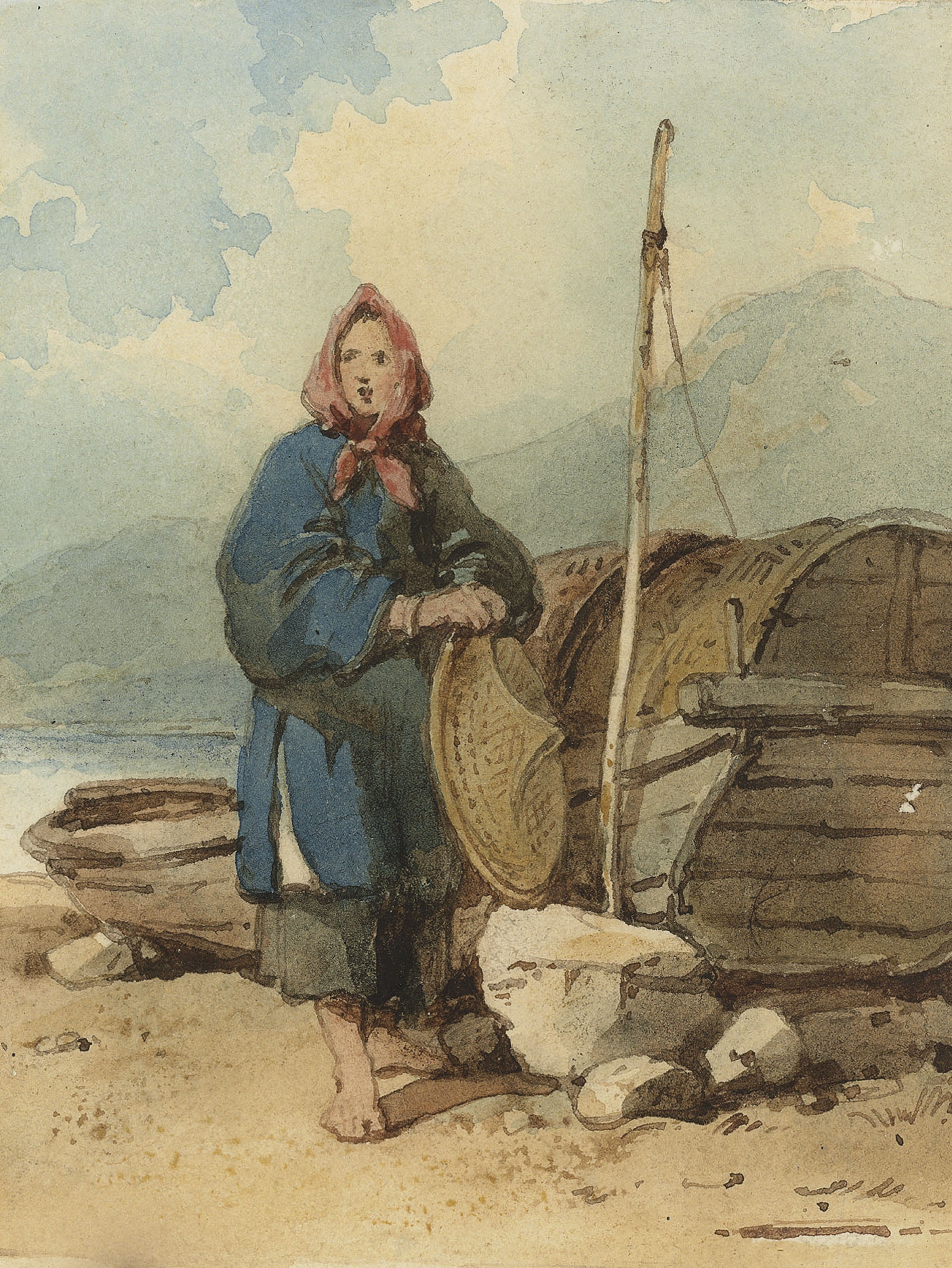 George Chinnery 1774 1852 A Tanka Boat Woman By A Sampan On