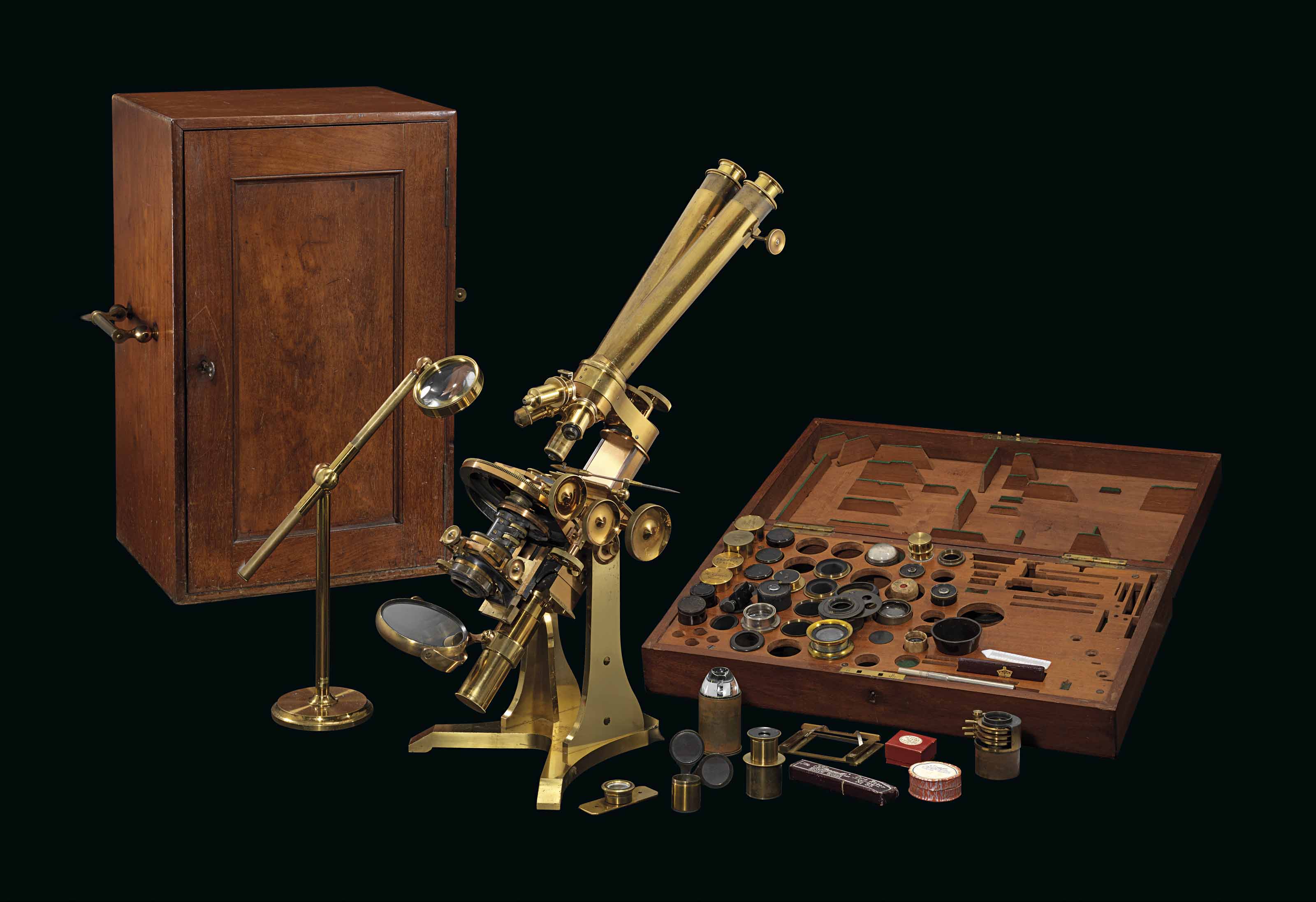 A LACQUERED BRASS MICROSCOPE