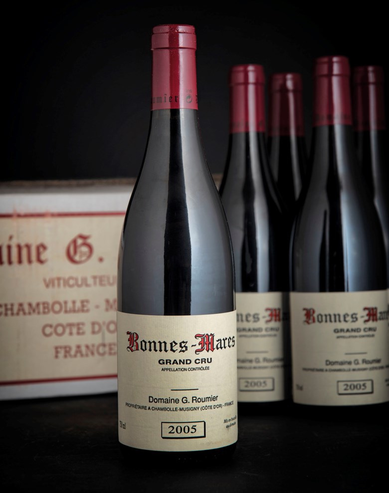 乔治‧胡米耶酒庄，Bonnes-Mares 2005，一组12瓶。2018年11月28至29日于佳士得伦敦售出，成交价28,800英镑