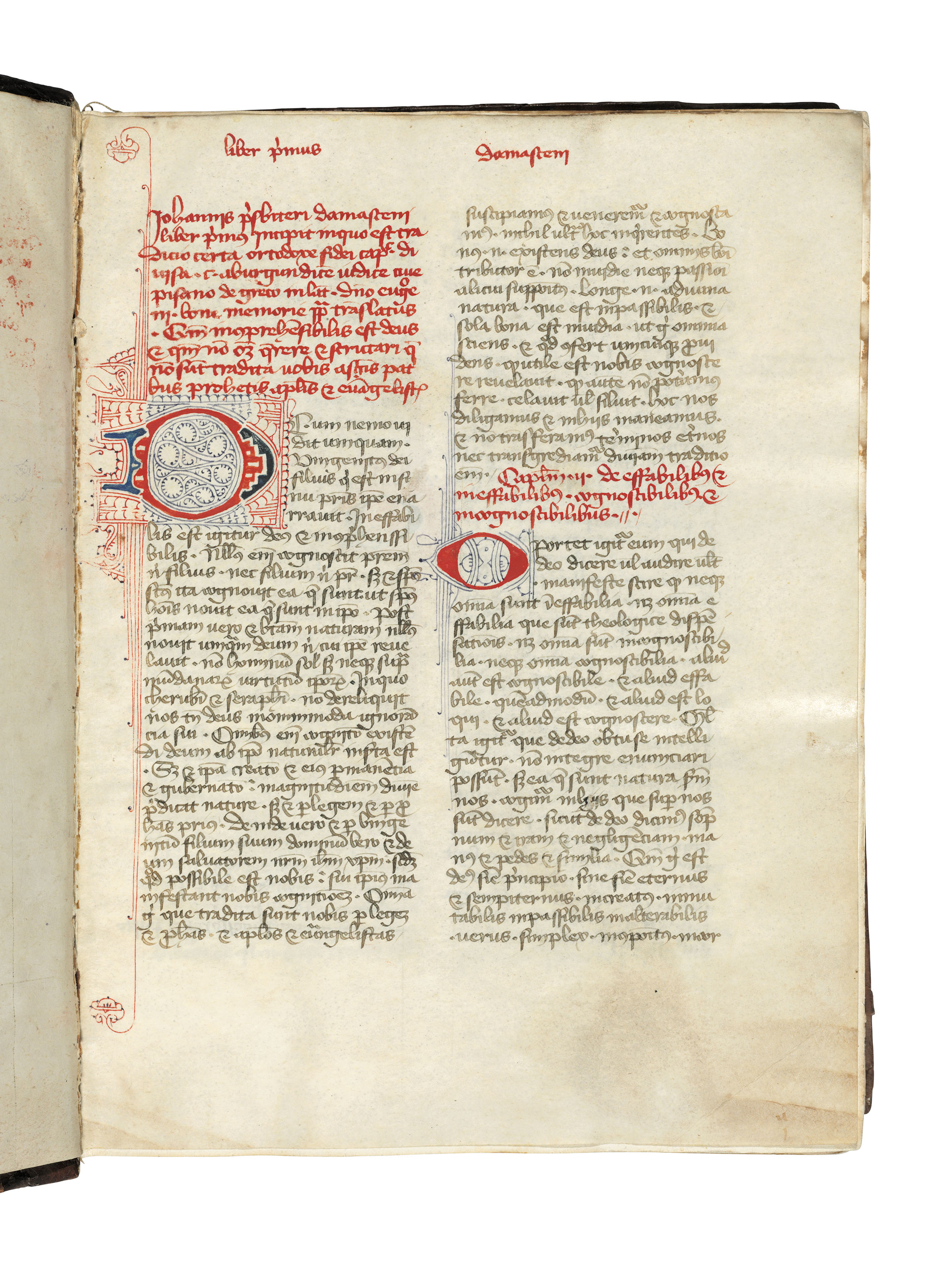 A COMPILATION OF THEOLOGICAL TEXTS, in Latin, decorated manuscript on