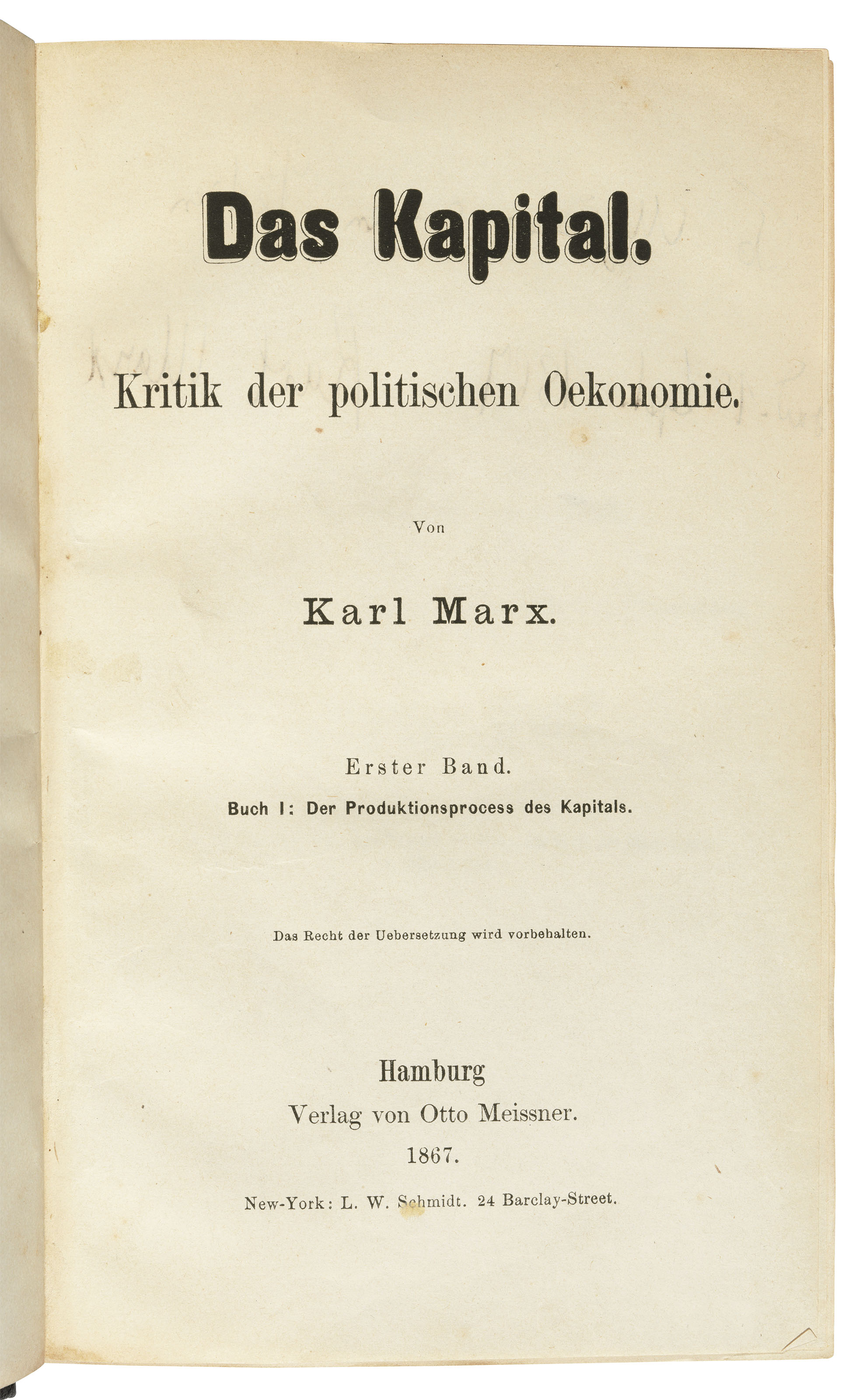 MARX, Karl (18181883). Das Kapital. Kritik der politischen Oekonomie