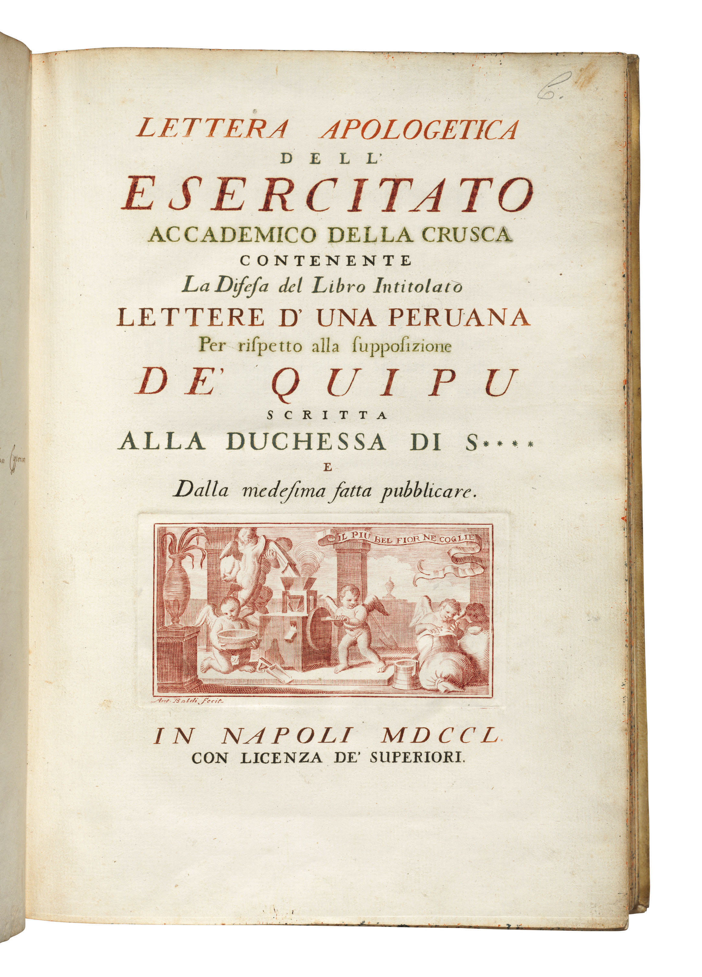 SANGRO, Raimondo di]. Lettera apologetica dell'esercitato ...