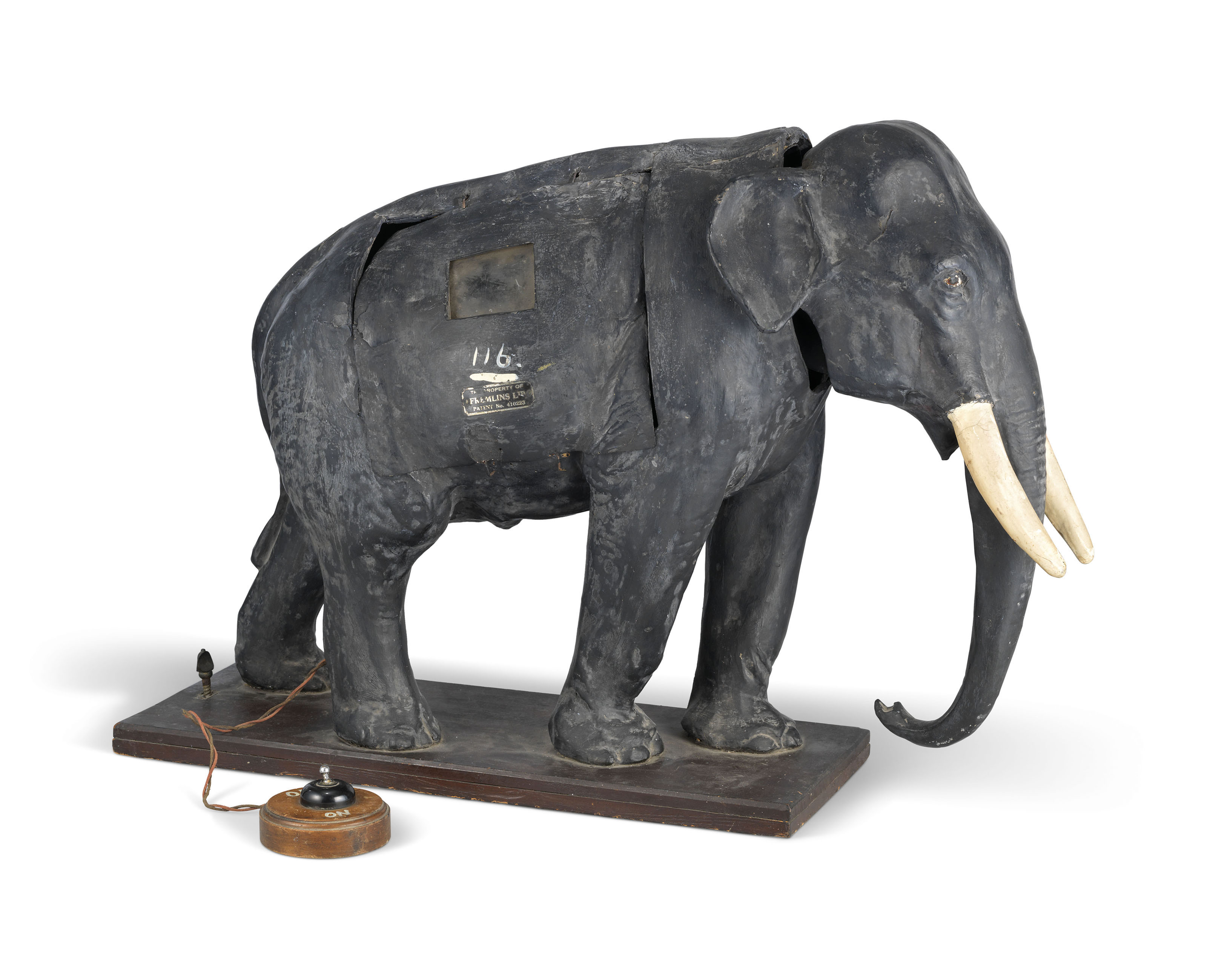 An English Painted Papier Mache Automaton Elephant Advertising