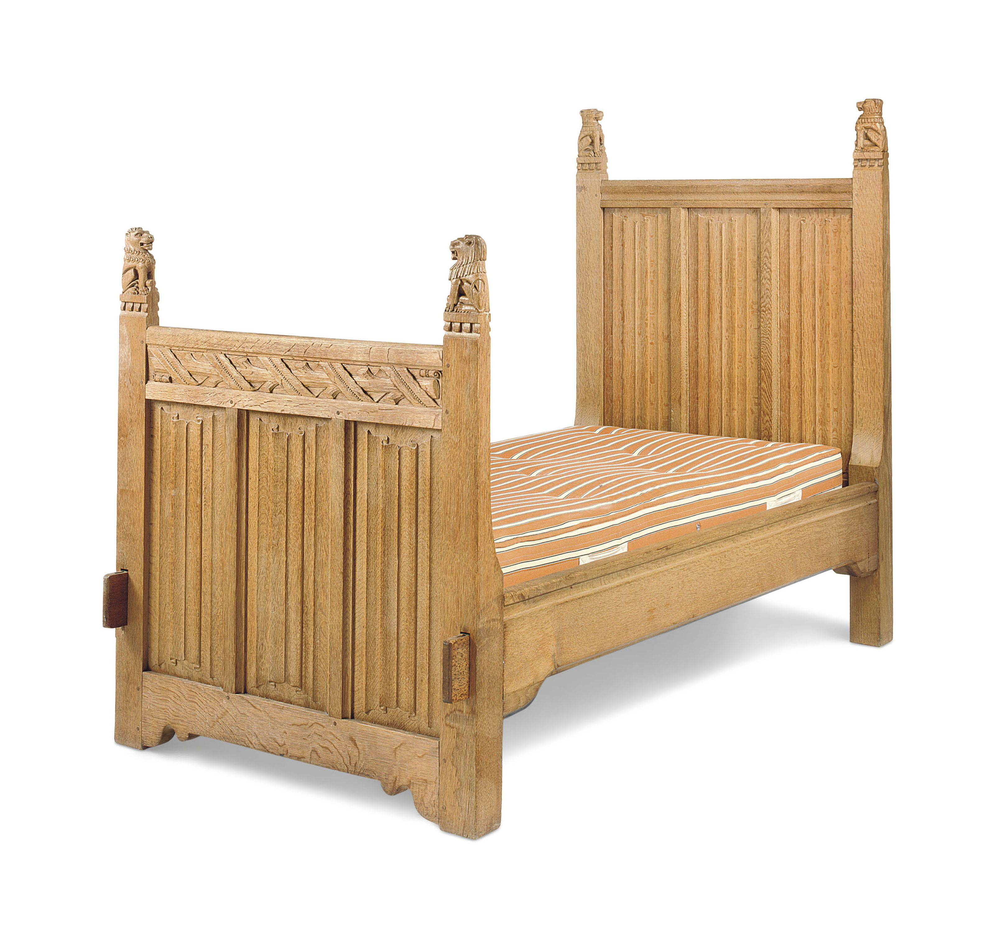 A PAIR OF SCOTTISH OAK SINGLE BEDS , BY SIR ROBERT STODART LORIMER