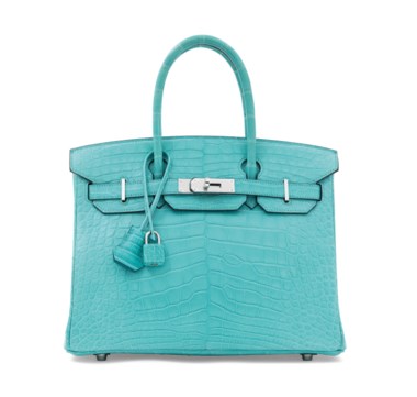 A matte bleu saint cyr alligator Birkin 30 with palladium hardware, Hermès, 2015. 30 w x 22 h x 15 d cm. Estimate £25,000-30,000. Offered in Handbags & Accessories on 12 June at Christie’s in London
Evoking seaside jaunts, this dreamy Birkin brings a touch of calm and serenity to any outfit.


    .captiondesc { font-family LyonRegular, Arial, Helvetica,