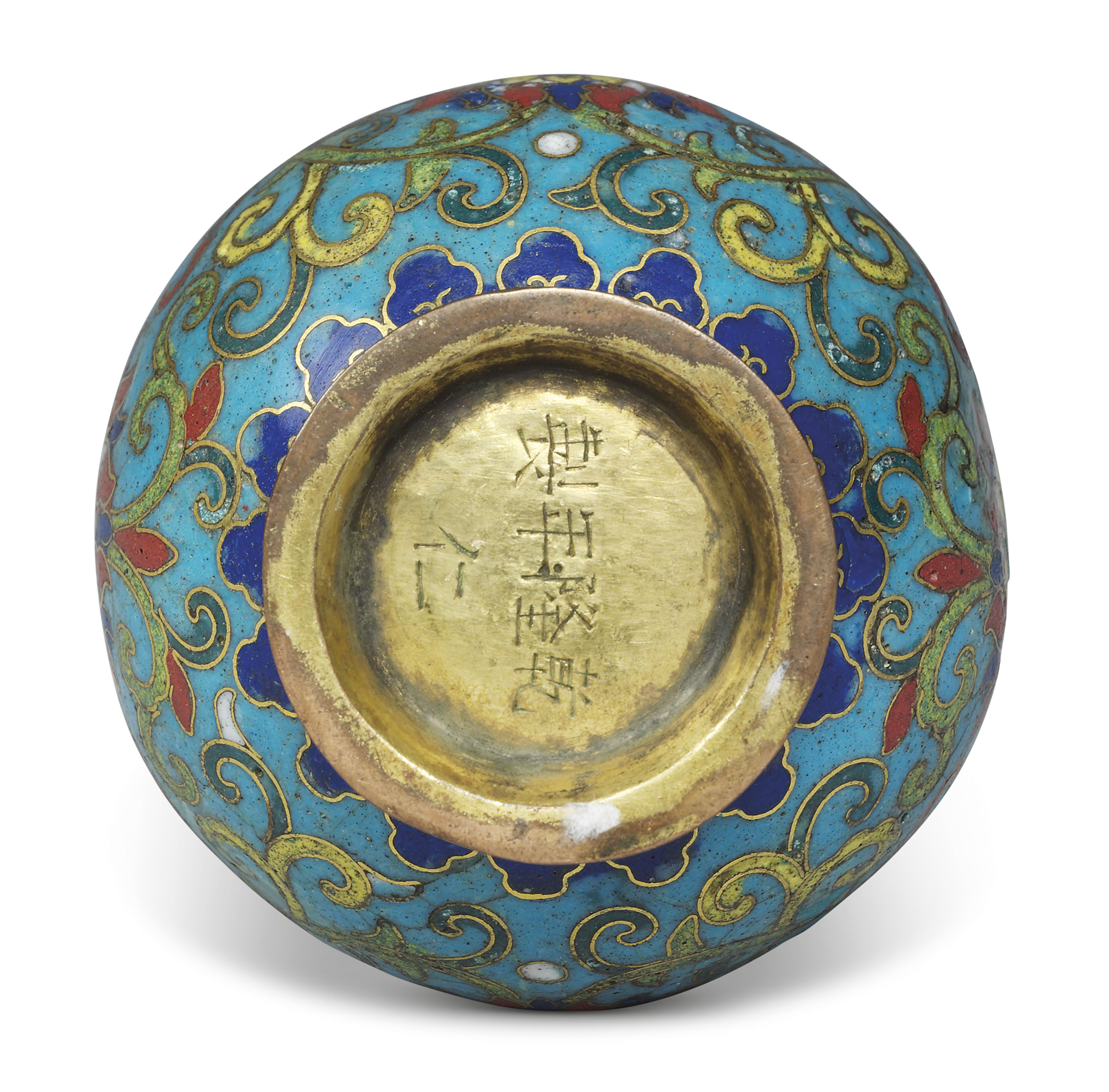 A CHINESE CLOISONNÉ ENAMEL SMALL BOTTLE VASE , QIANLONG INCISED FOUR