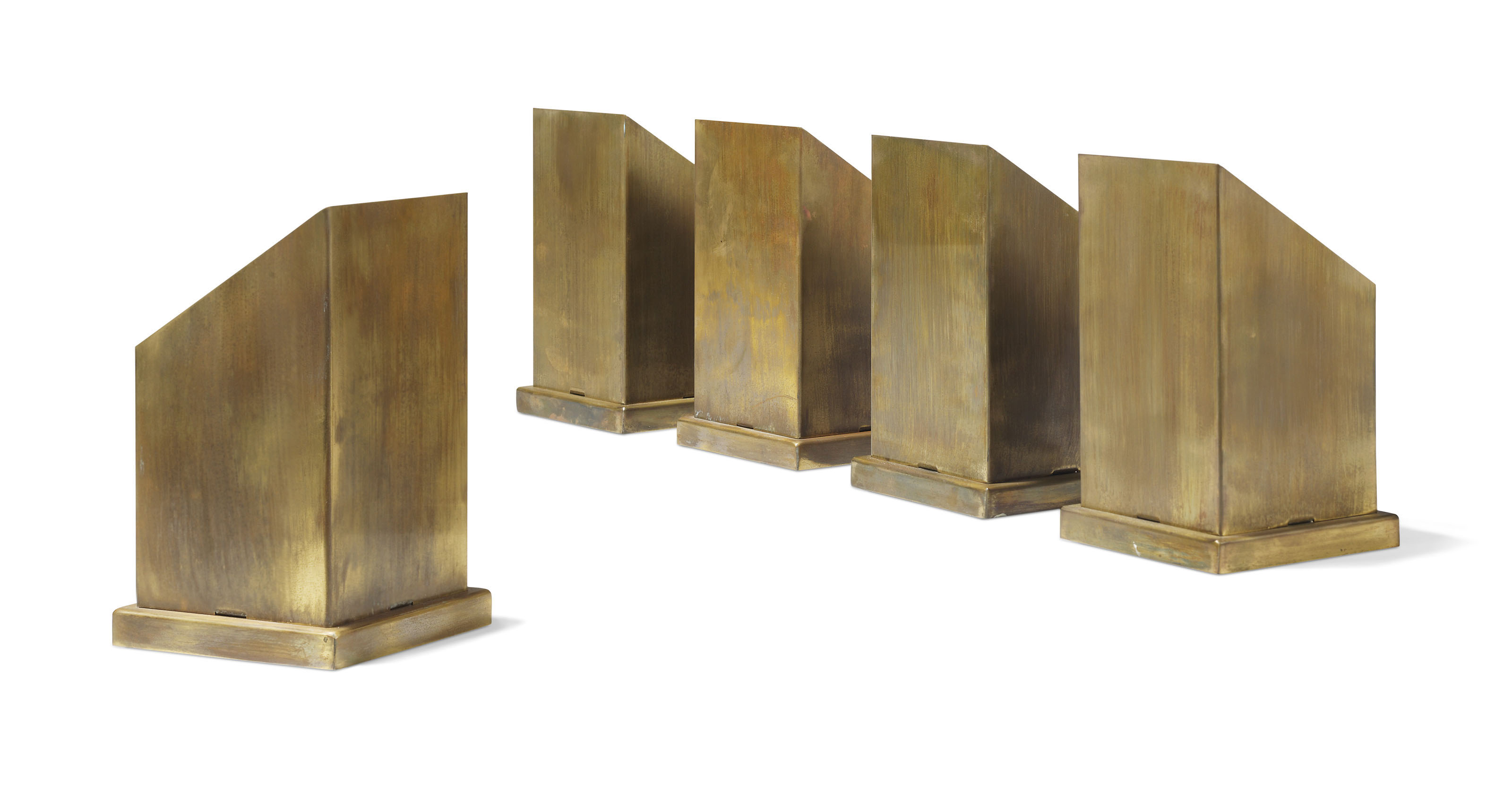 FIVE BRONZED COPPER SQUARE UPLIGHTERS , MODERN Christie's