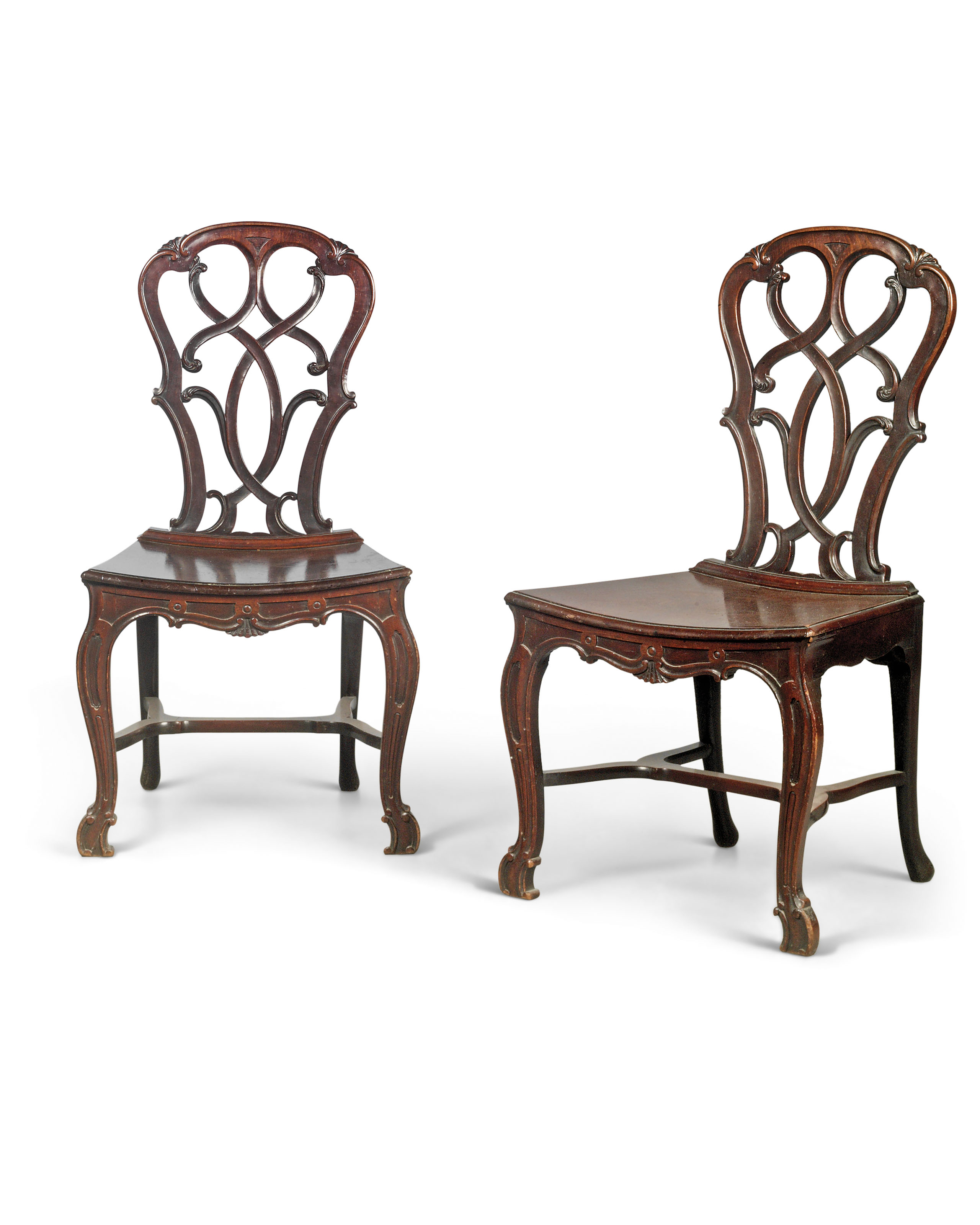 A Pair Of George Ii Mahogany Hall Chairs Circa 1755 Mid