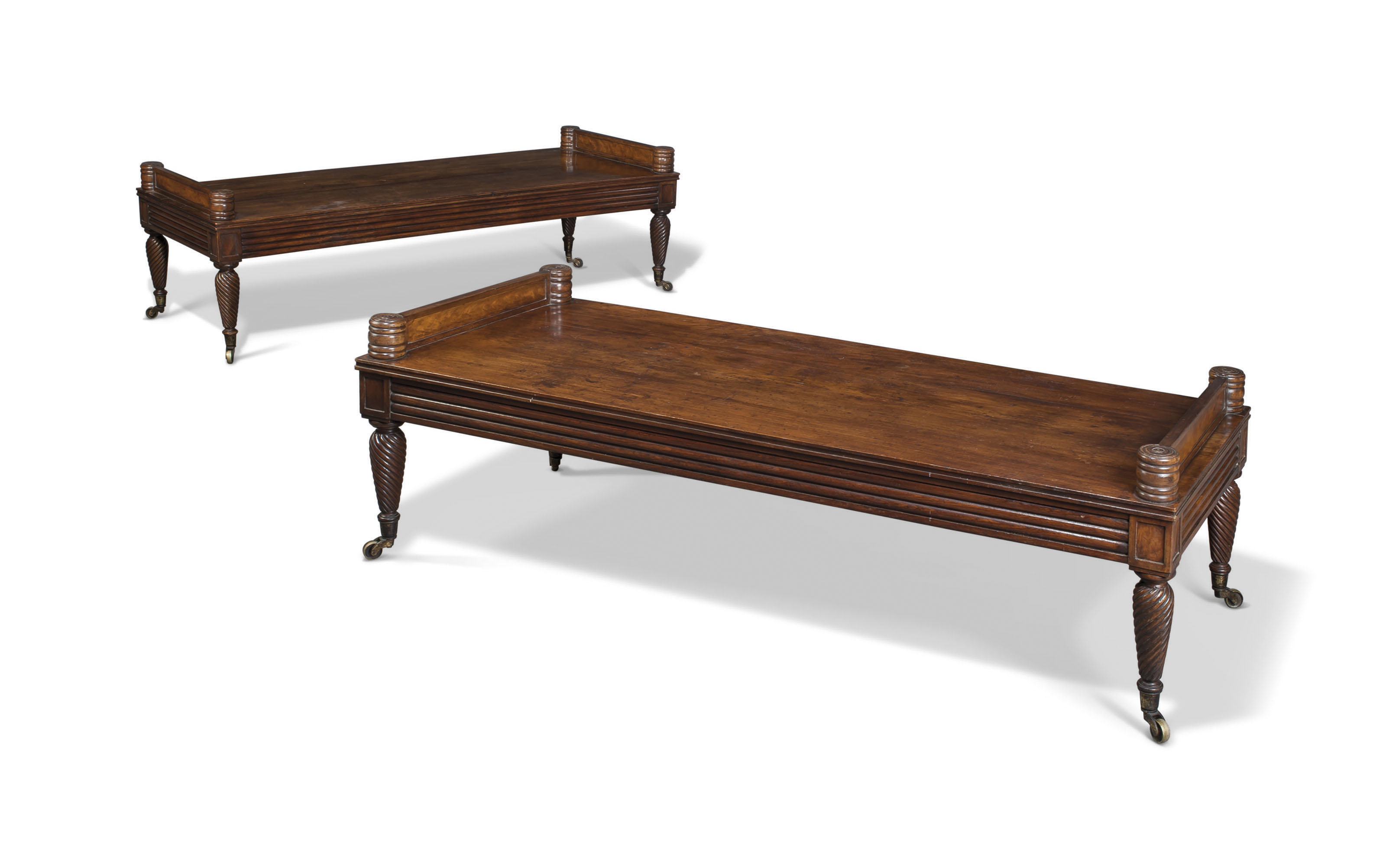 A Pair Of Regency Style Mahogany Benches Late 20th Century