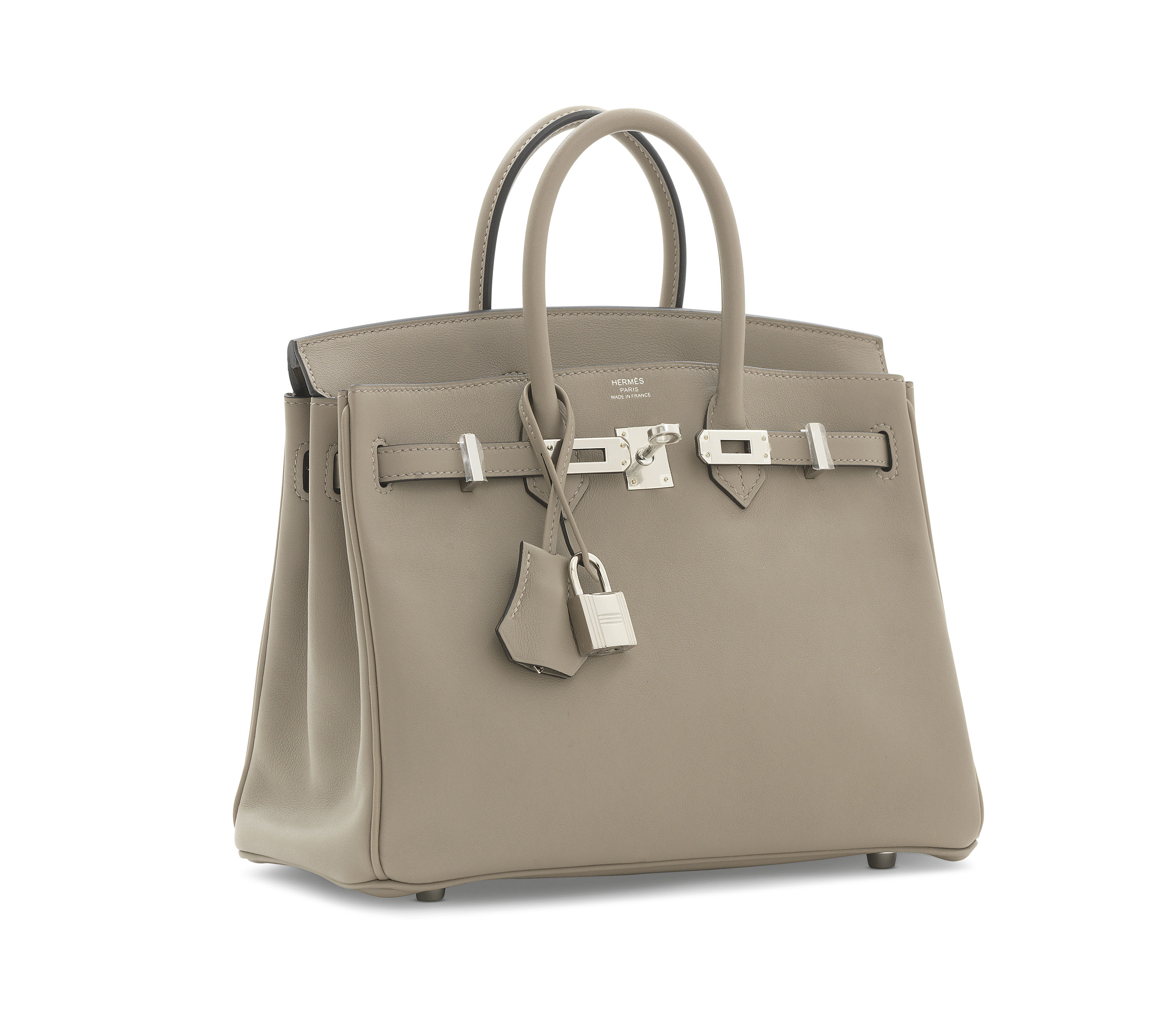 A GRIS ASPHALTE SWIFT LEATHER BIRKIN 25 WITH PALLADIUM HARDWARE