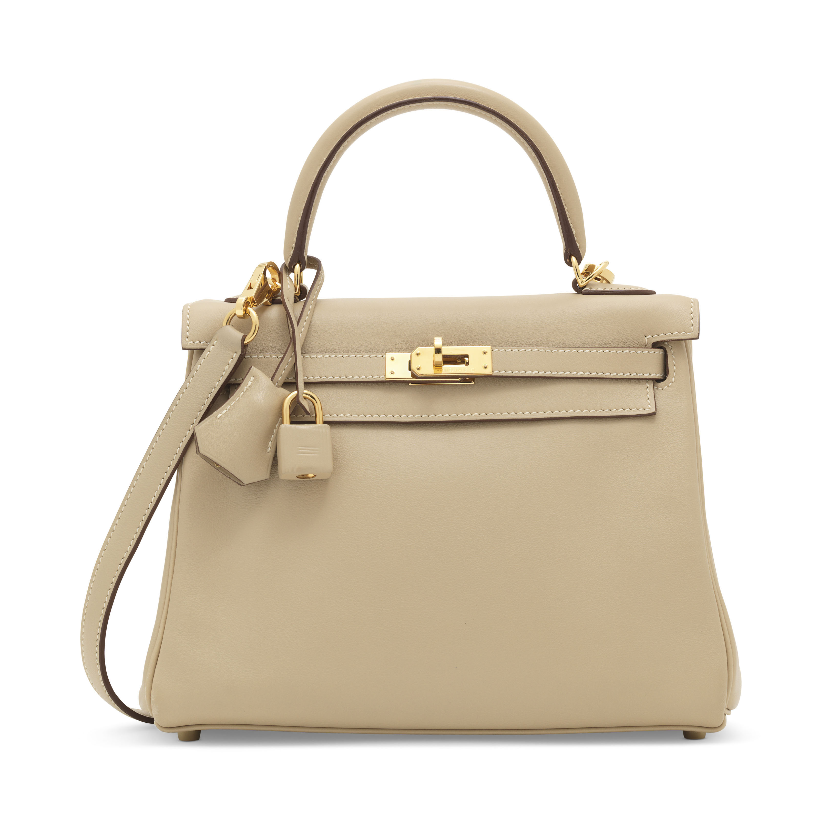 25ANTARES HG 右　美品 A PARCHEMIN SWIFT LEATHER RETOURNÉ KELLY 25 WITH GOLD