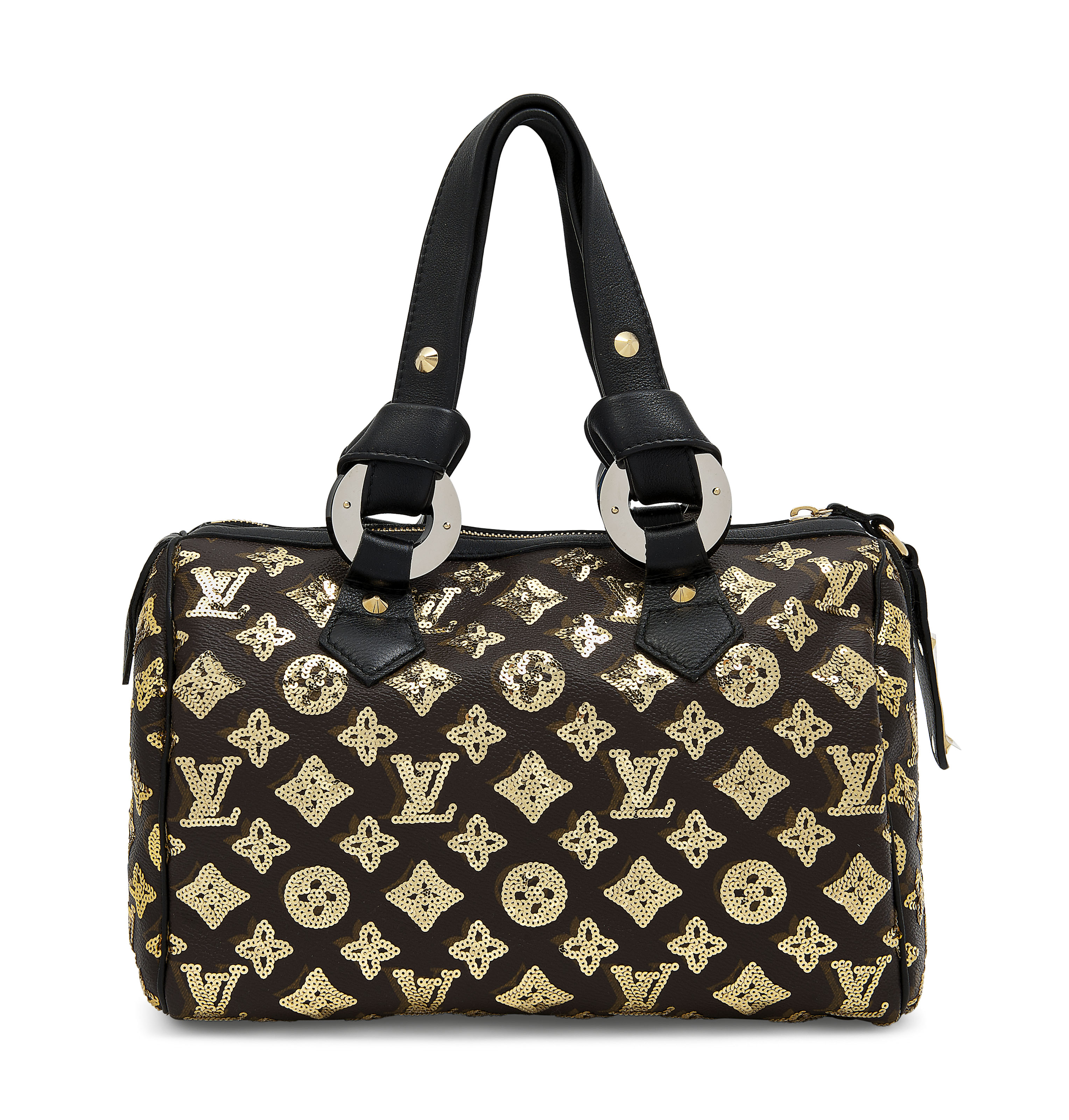 A SET OF TWO: A LIMITED EDITION GOLD SEQUIN & MONOGRAM 