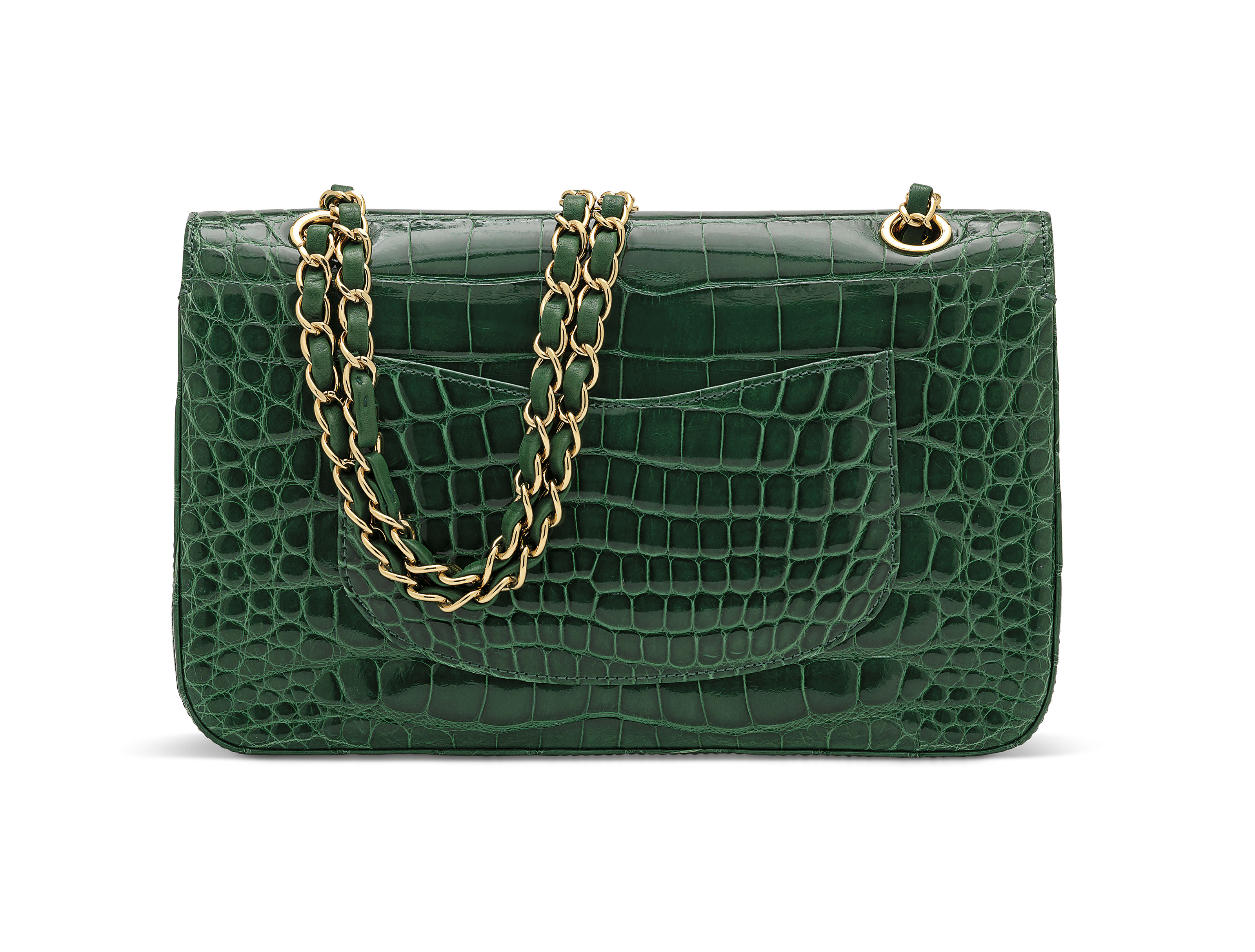 A SHINY GREEN ALLIGATOR MEDIUM DOUBLE FLAP BAG WITH GOLD HARDWARE CHANEL 2011 Christie s