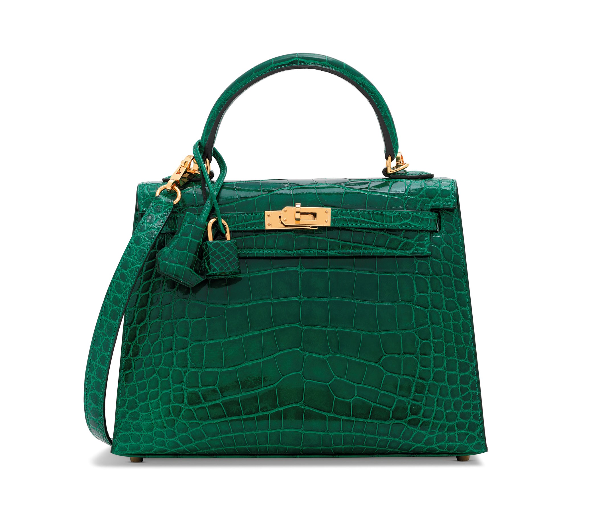 A SHINY VERT ÉMERAUDE ALLIGATOR KELLY CLASSIC WALLET WITH PALLADIUM