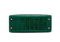 A CUSTOM SHINY VERT ÉMERAUDE & GRIS TOURTERELLE ALLIGATOR SELLIER KELLY 28 100