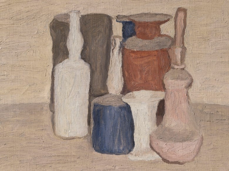 Giorgio Morandi (1890-1964), Natura morta, painted in 1950. 14 x 17⅞  in (35.6 x 45.4  cm). Sold for £1,328,750 in Thinking Italian on 4 October 2018 at Christie’s in London
