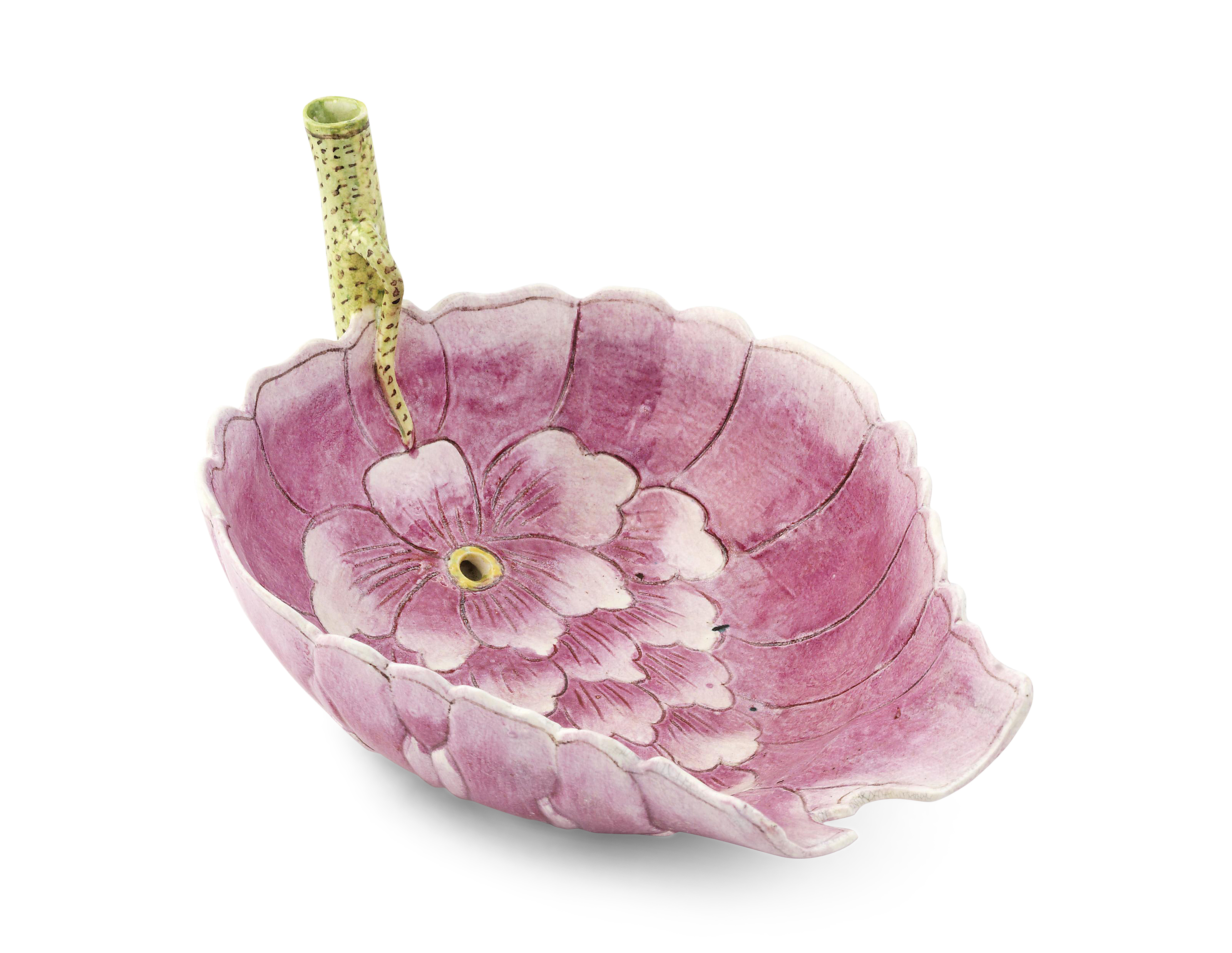 清光绪粉彩莲花形水滴「大清光绪五年安微太湖附近秋操纪念杯」 楷书款