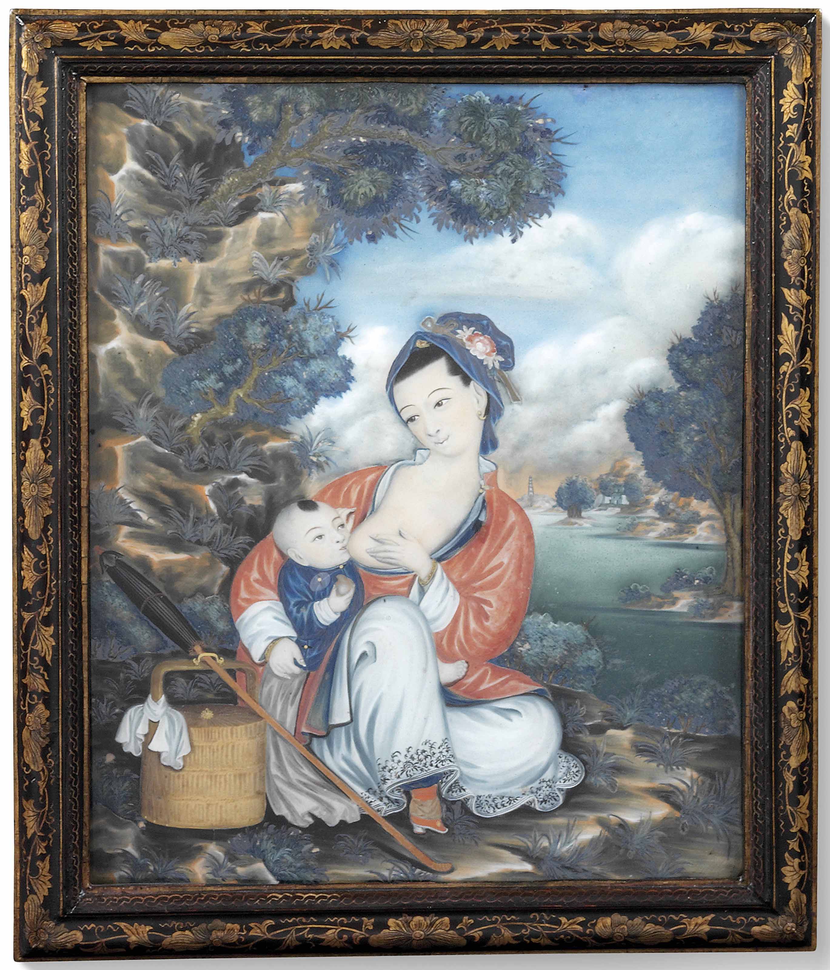 A Chinese Export Reverse Glass Painting Early 19th Century