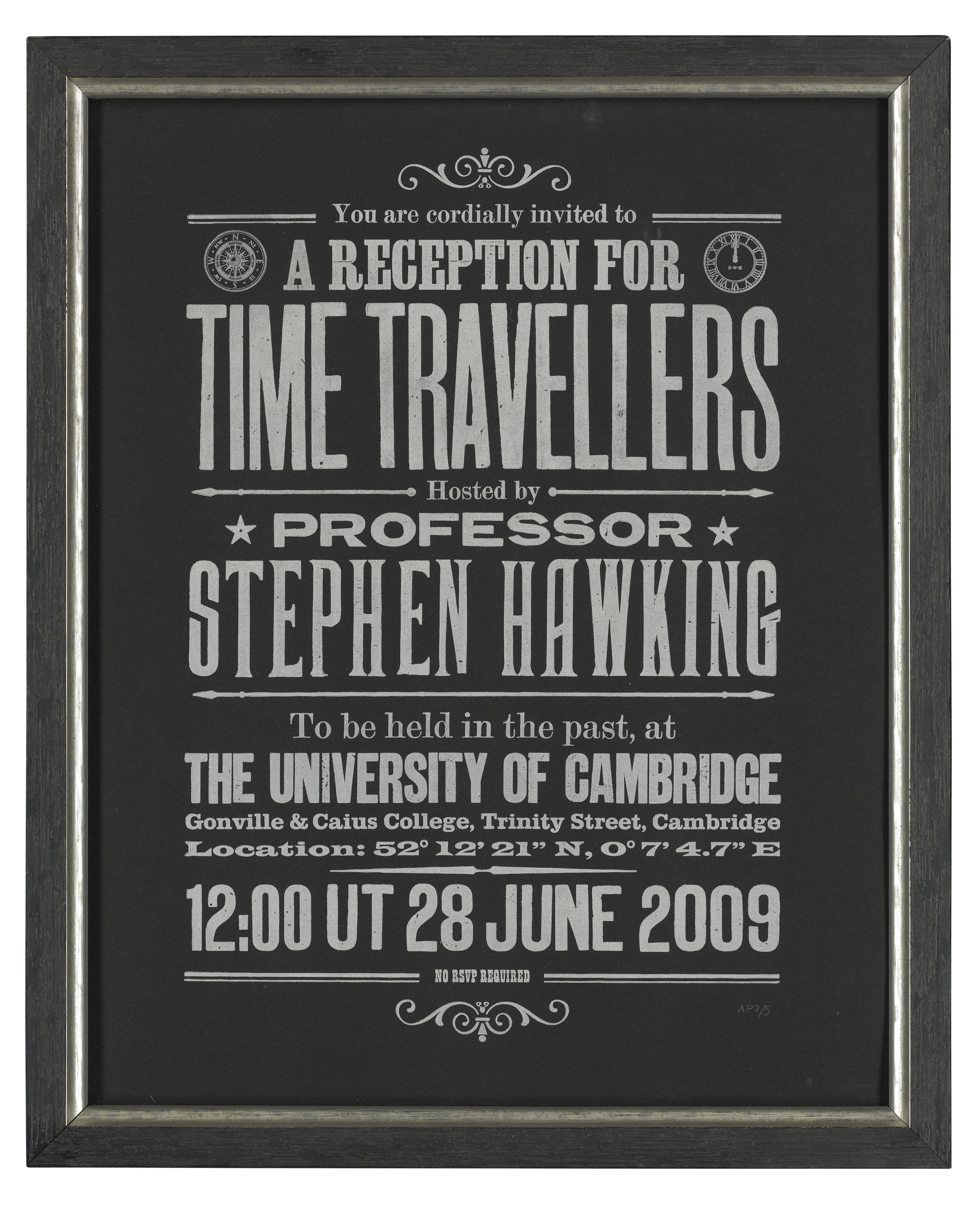 stephen hawking time travel party invitation card