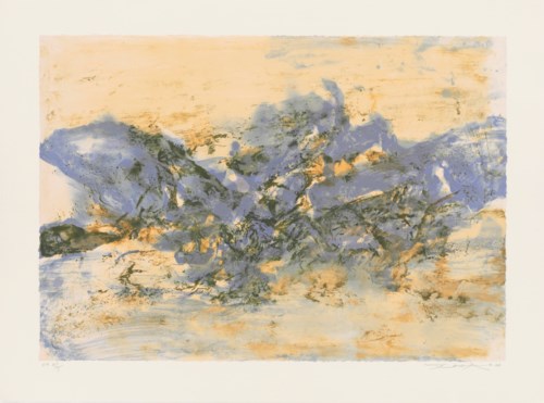 趙無極(1920-2013)，《無題》，1998年作，估價：2,200-3,000英鎊。拍品於2018年3月15至23日「趙無極版畫及紙上作品」網上拍賣推出。