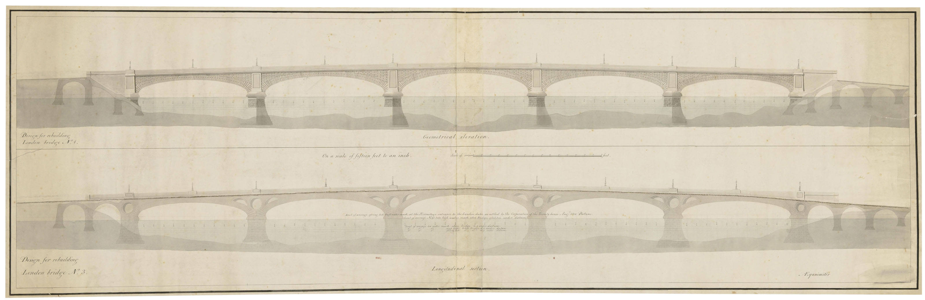 Catalog image of Two alternative designs for the rebuilding London Bridge