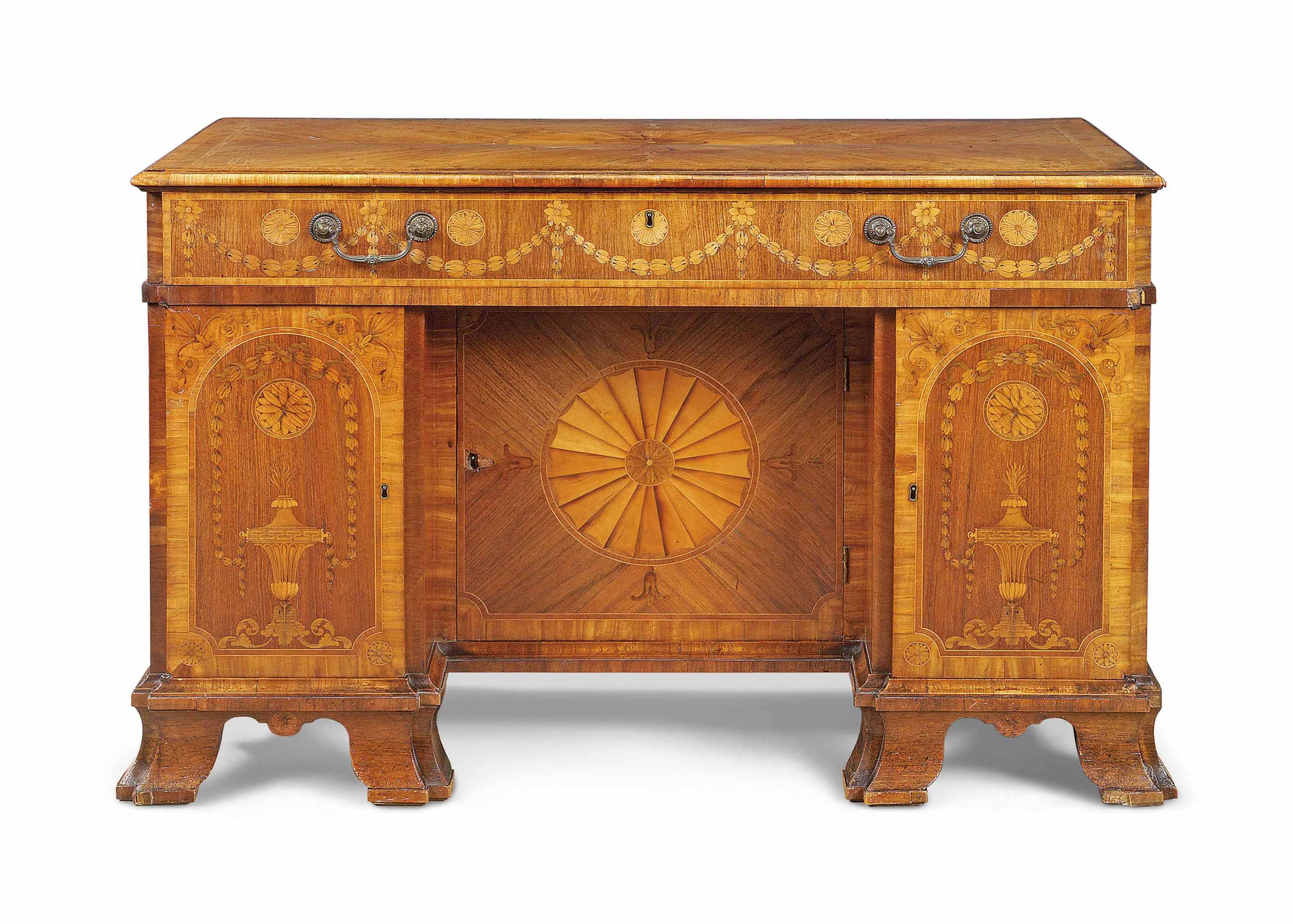 A George III Indian rosewood, fustic, tulipwood and marquetry dressing-bureau, by Thomas Chippendale, circa 1770-75. Possibly supplied to either Robert Child (1739-82), Osterley Park, or the Earls of Athlone. Sold for £416,750 on 5 July 2018 at Christie's in London