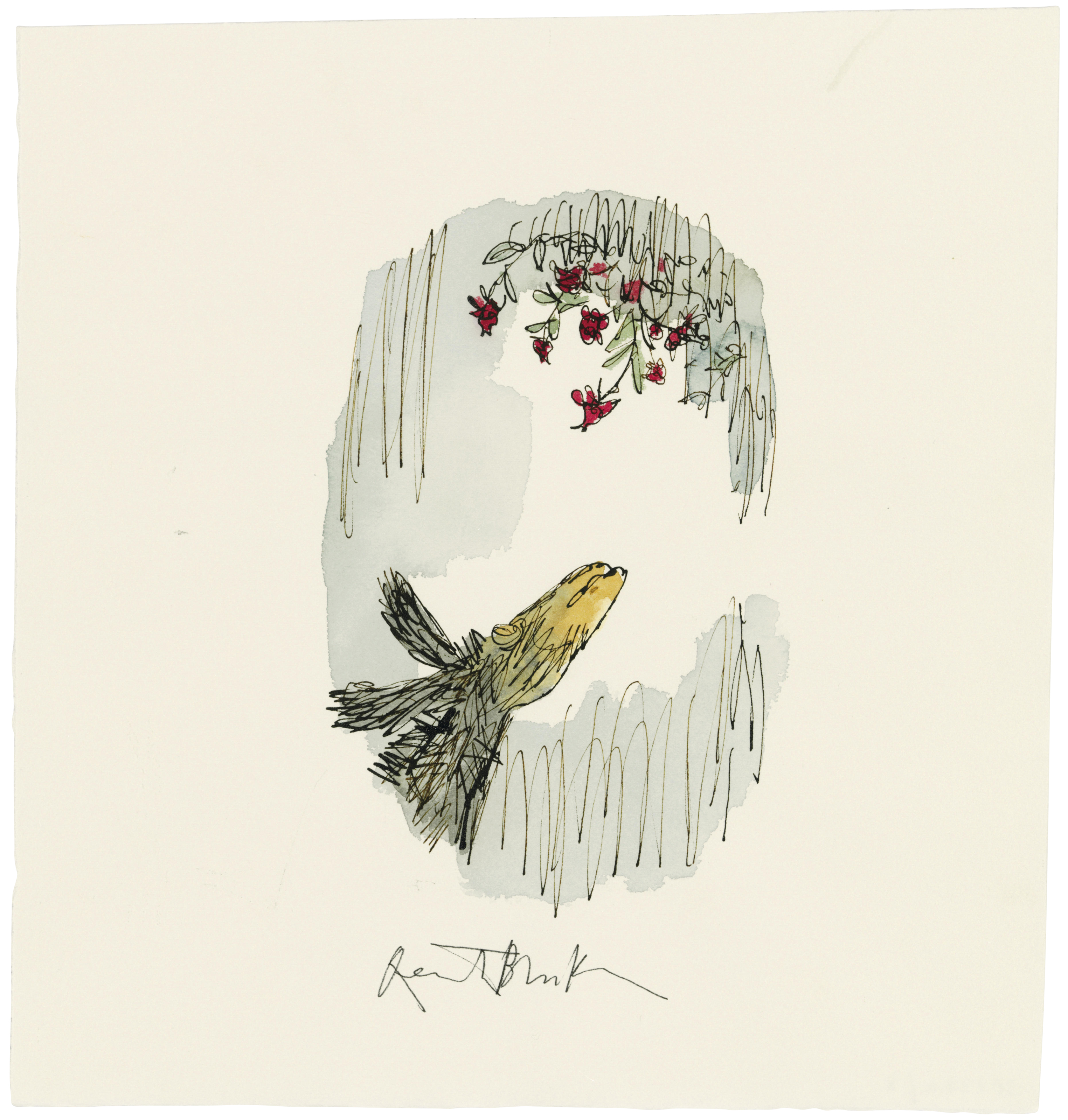 Quentin Blake (b. 1932), Ass looking up at a garland of roses | Christie’s