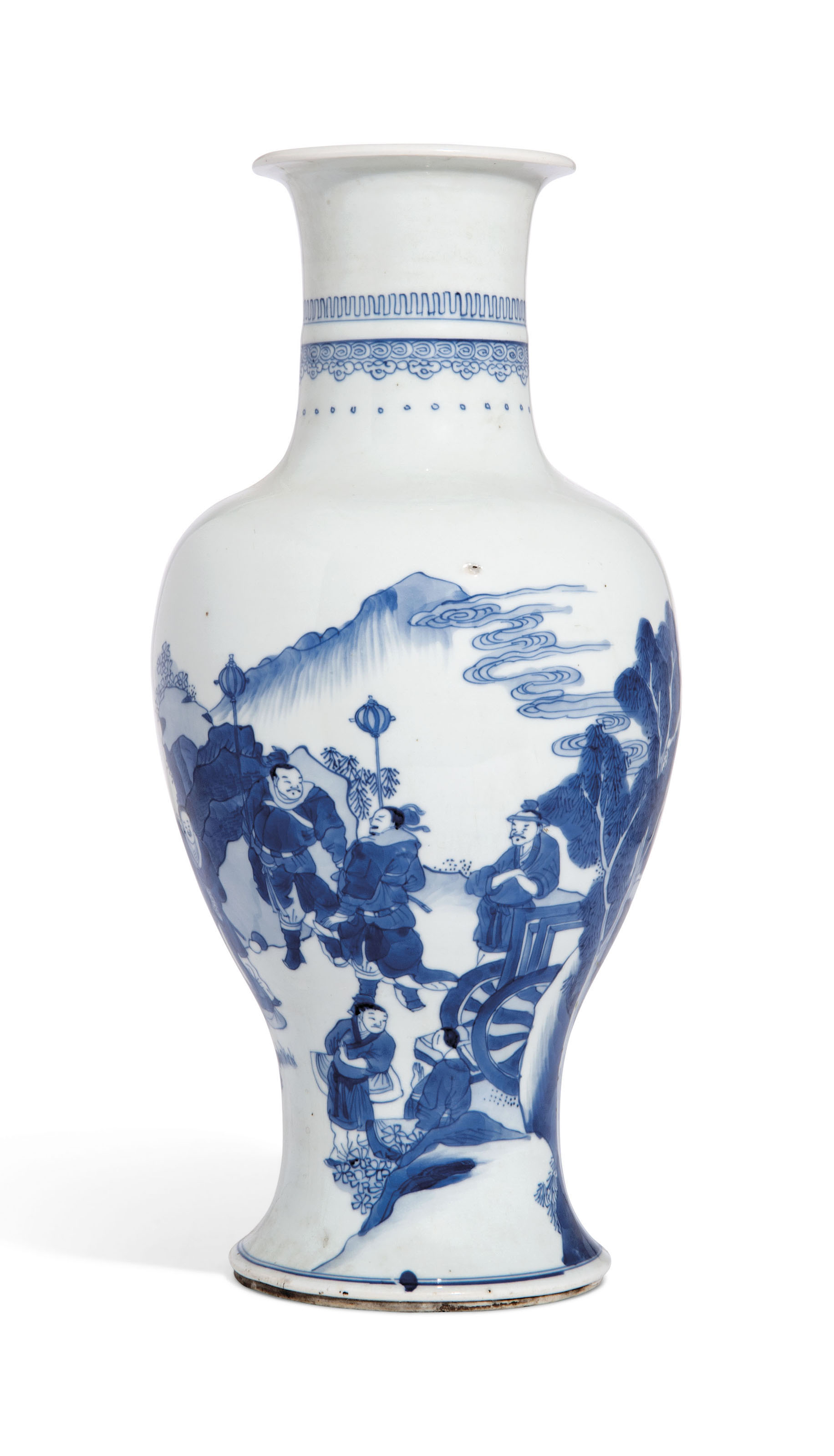 a chinese blue and white landscape vase detailsx
