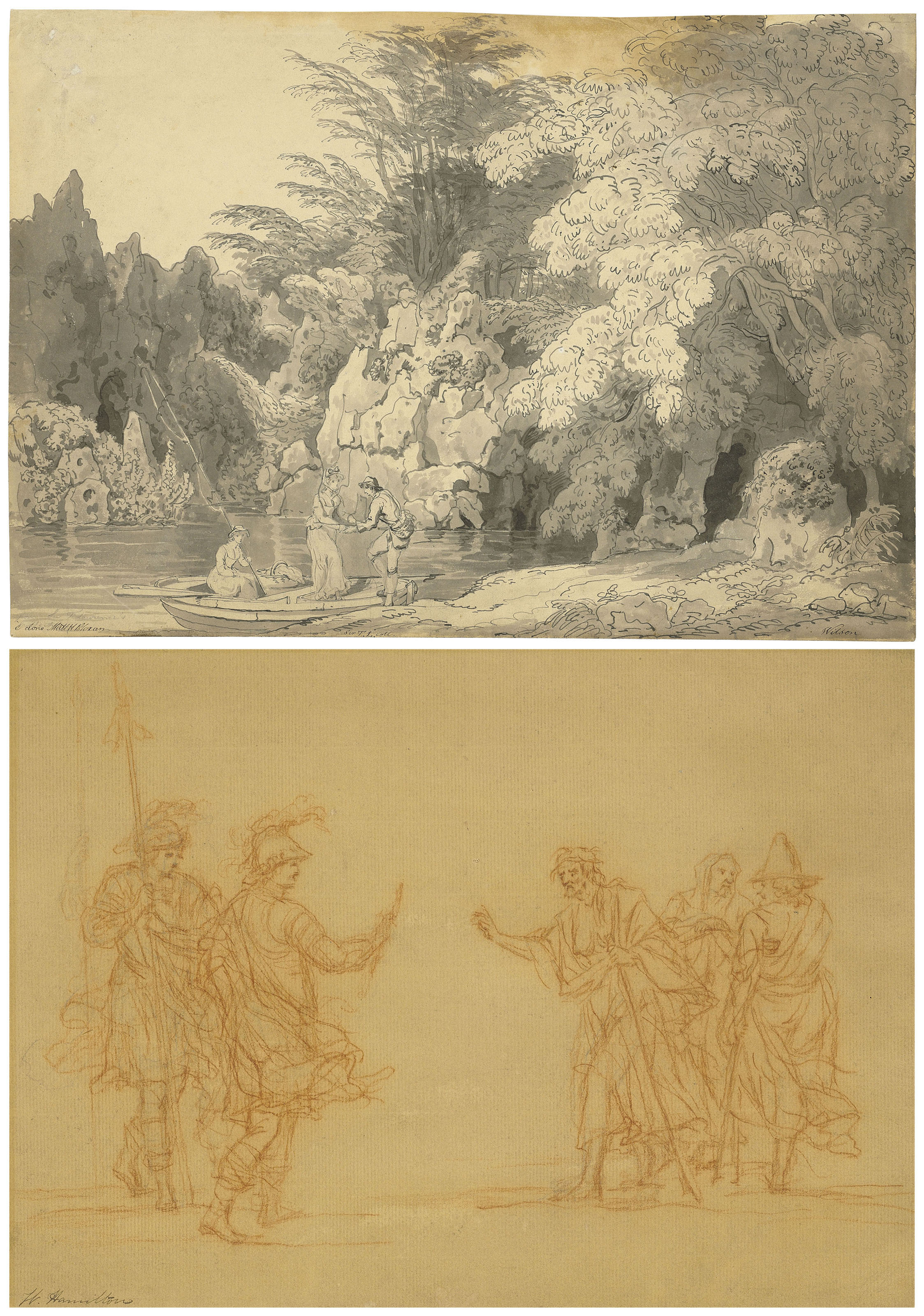 Anglers disembarking from a boat on a lake