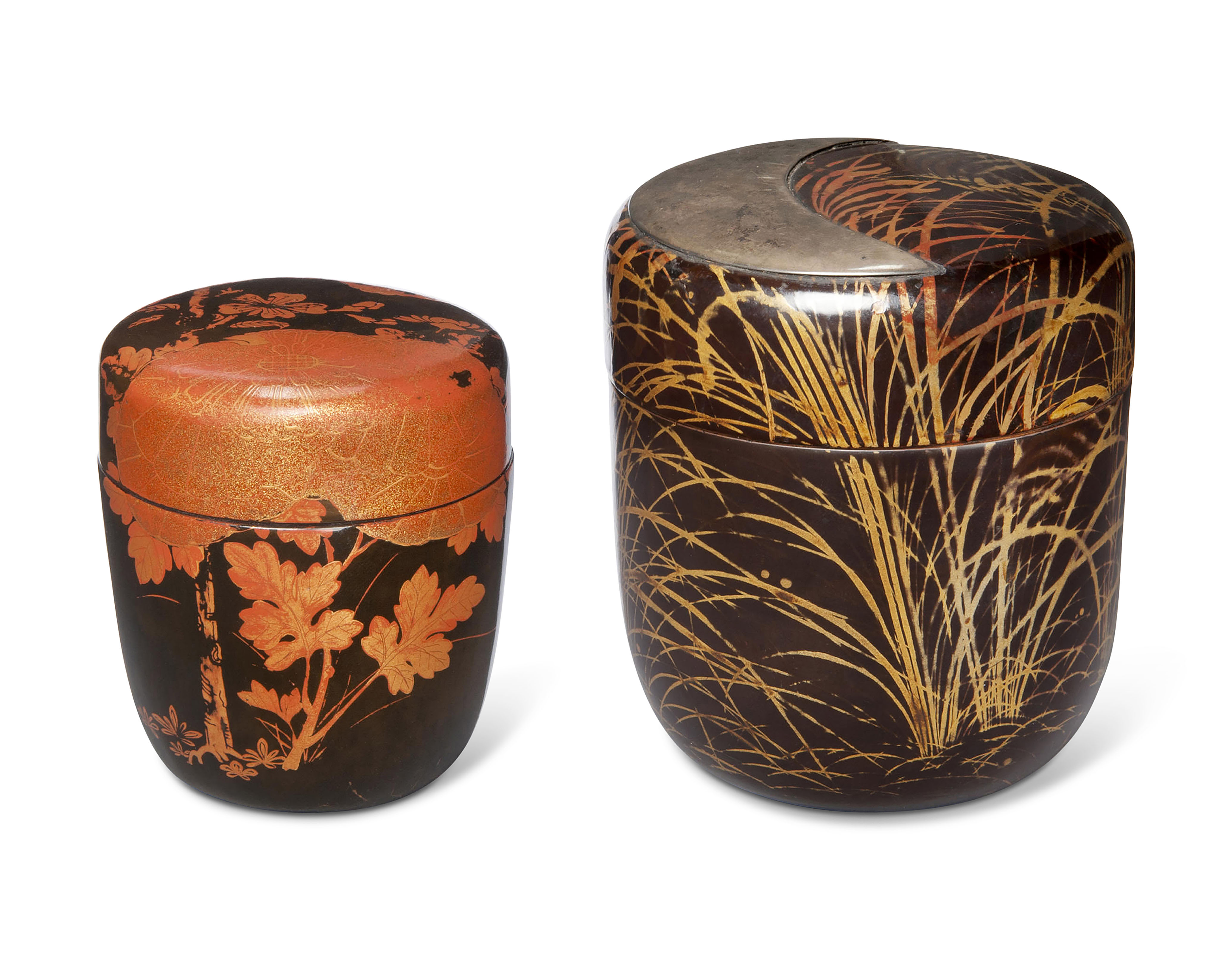 TWO JAPANESE LACQUER TEA CONTAINERS (NATSUME), EDO PERIOD (18TH19TH