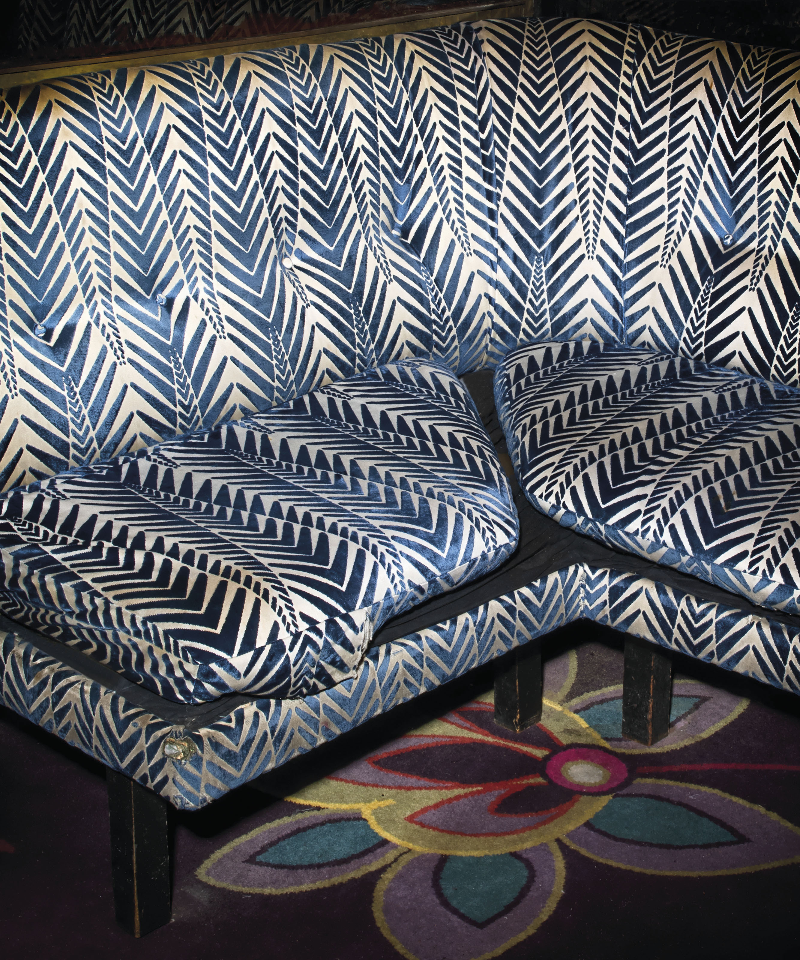 A Blue And White Zebra Corner Sofa In Two Sections Modern The