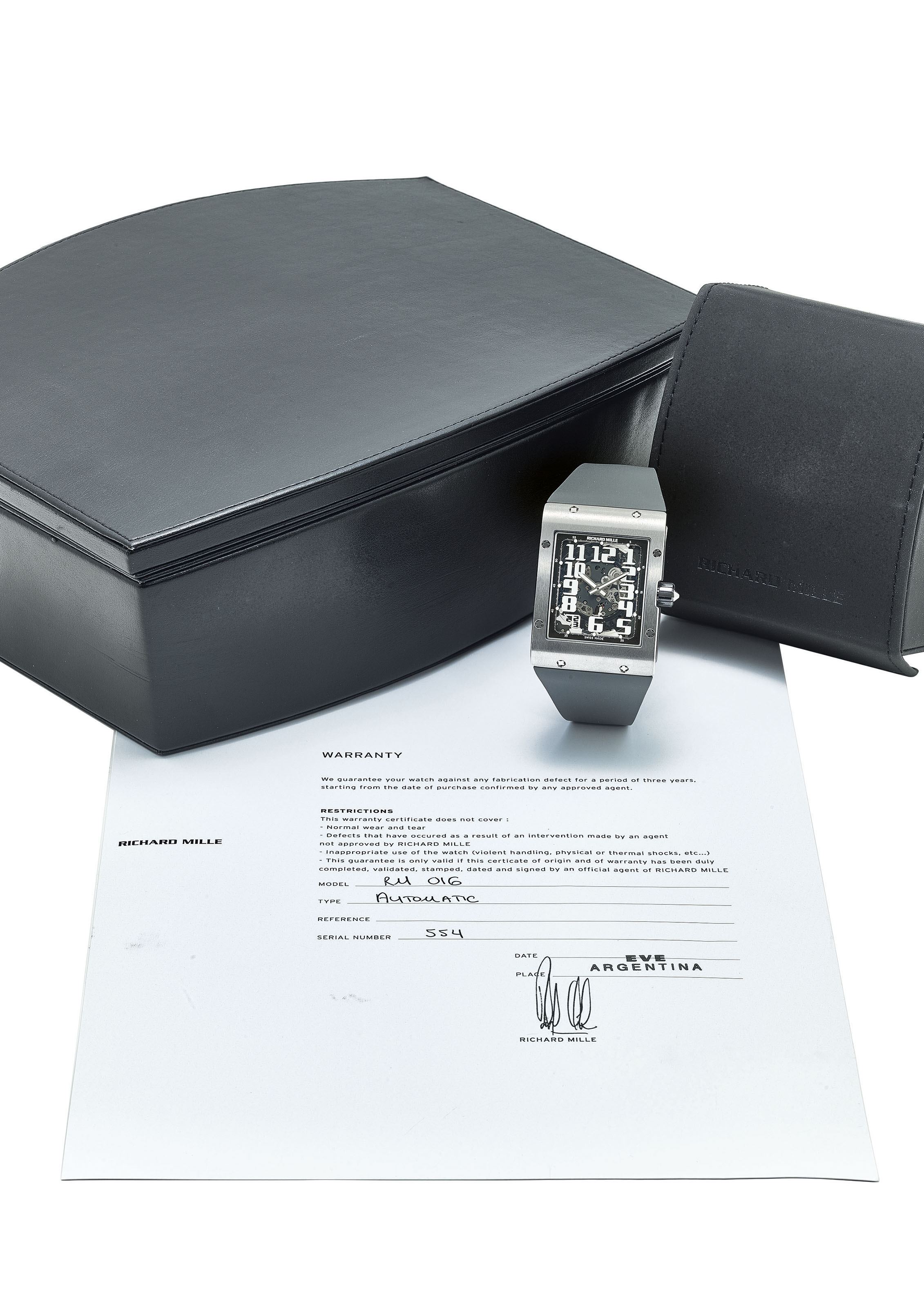 RICHARD MILLE AN EXTREMELY FINE TITANIUM EXTRA FLAT WRISTWATCH WITH