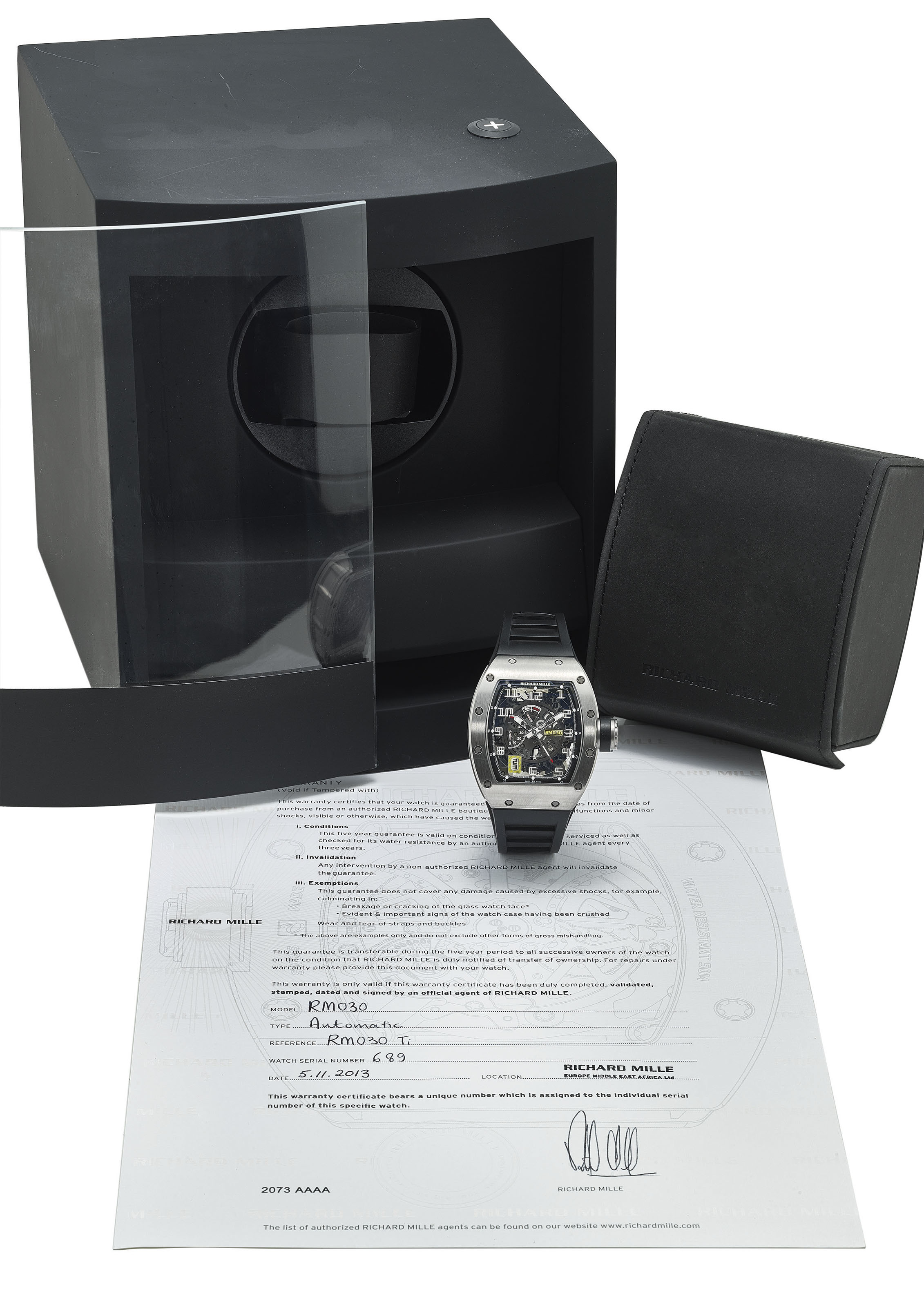Richard Mille An Extremely Fine Titanium Automatic Wristwatch With Date Original Certificate And Box Signed Richard Mille Rm030 Ref Rm030 Titanium Case No 689 Circa 2013 2000s Mechanical Christie S