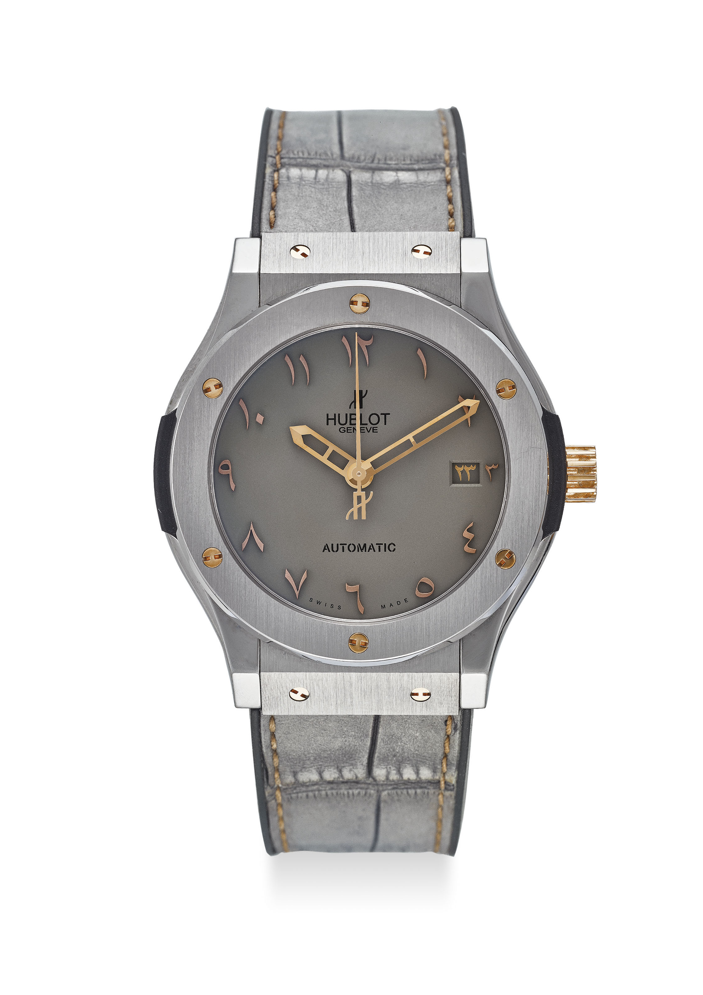 HUBLOT. AN EXTREMELY FINE TITANIUM AND 18K PINK GOLD LIMITED