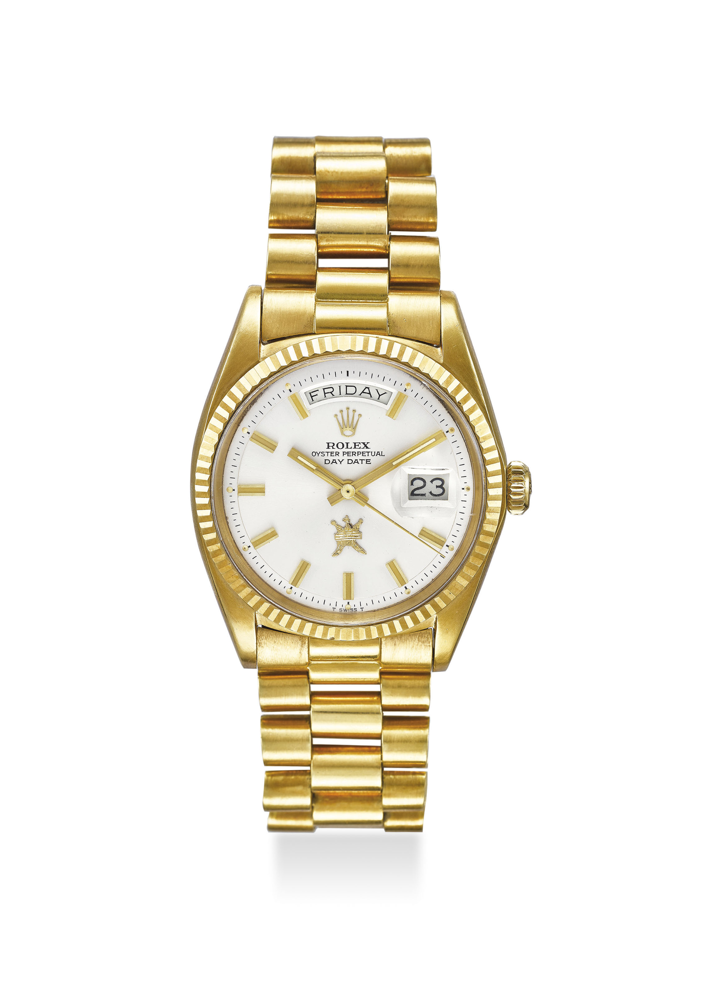 ROLEX. A VERY RARE AND UNUSUAL 18K YELLOW GOLD WRISTWATCH WITH SWEEP