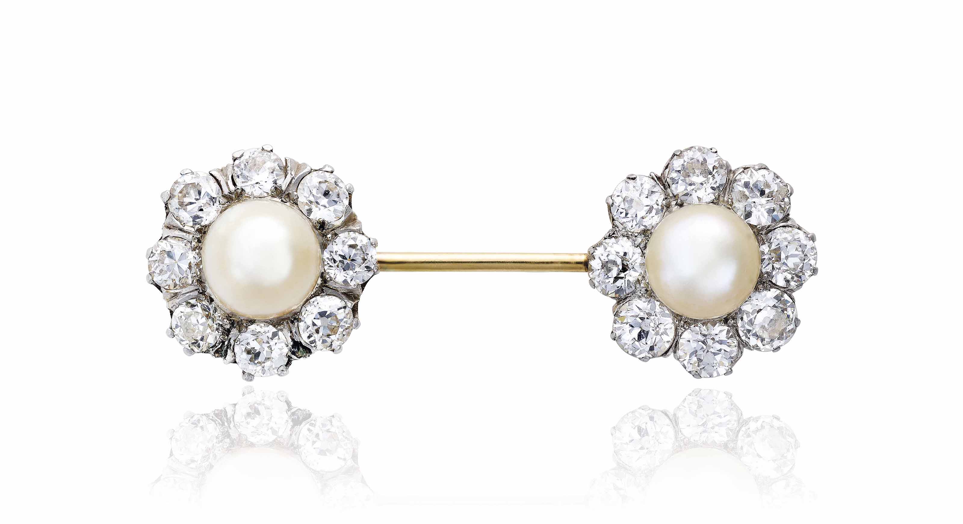 NATURAL PEARL AND DIAMOND JABOT PIN Christie's