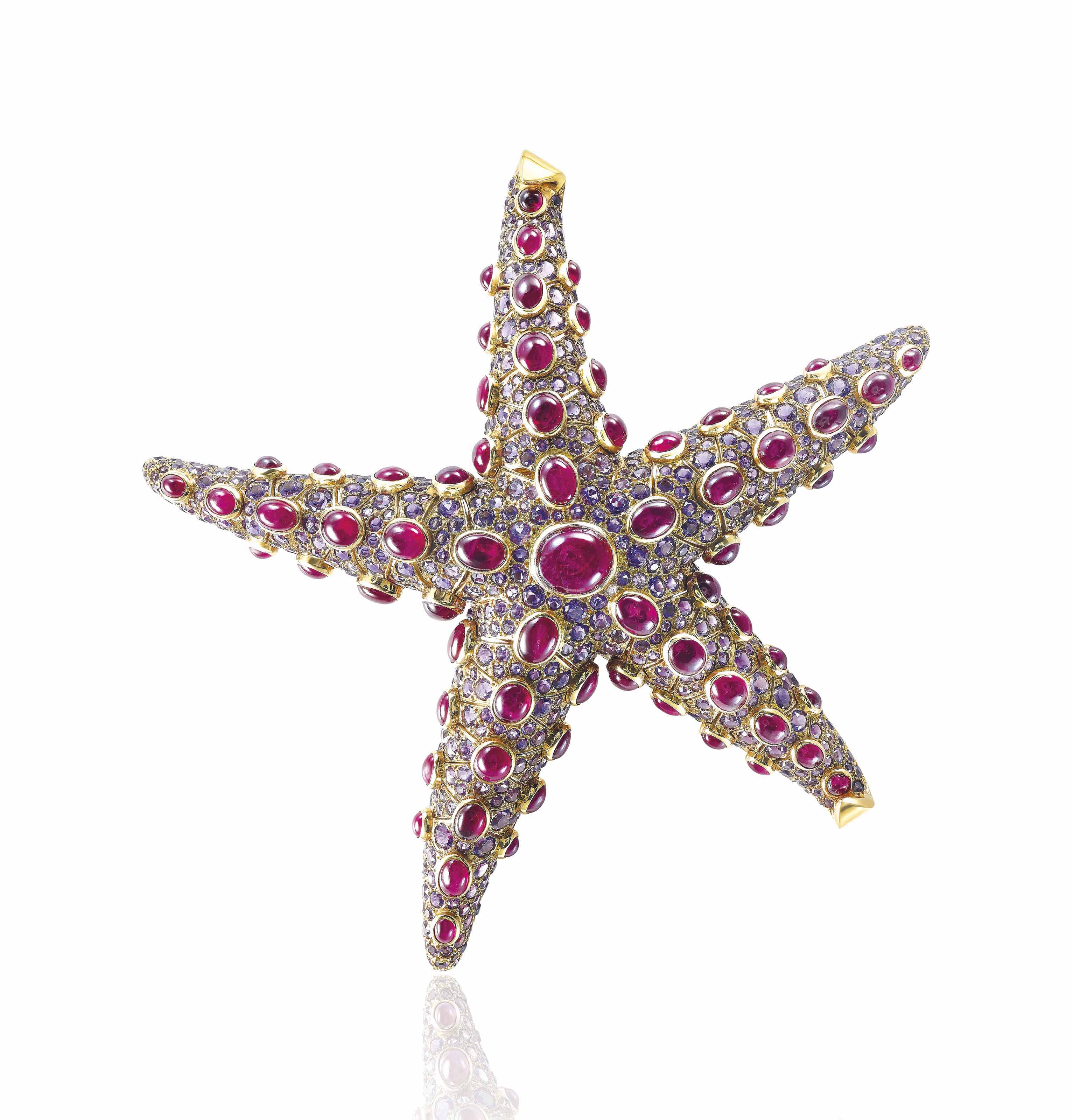 Ruby And Amethyst Etoile De Mer Brooch Rene Boivin