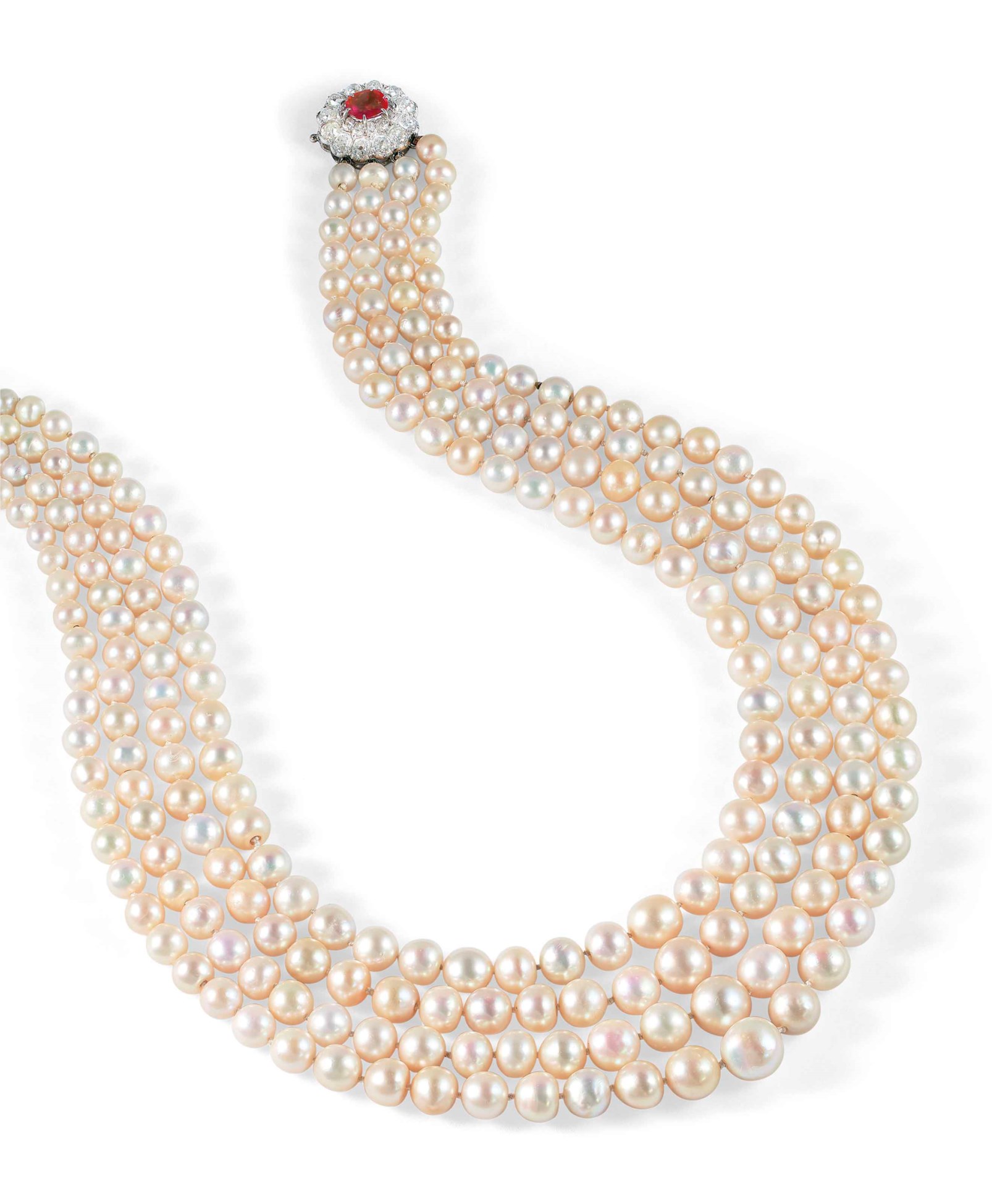 NATURAL PEARL, CULTURED PEARL AND RUBY AND DIAMOND NECKLACE Christie's