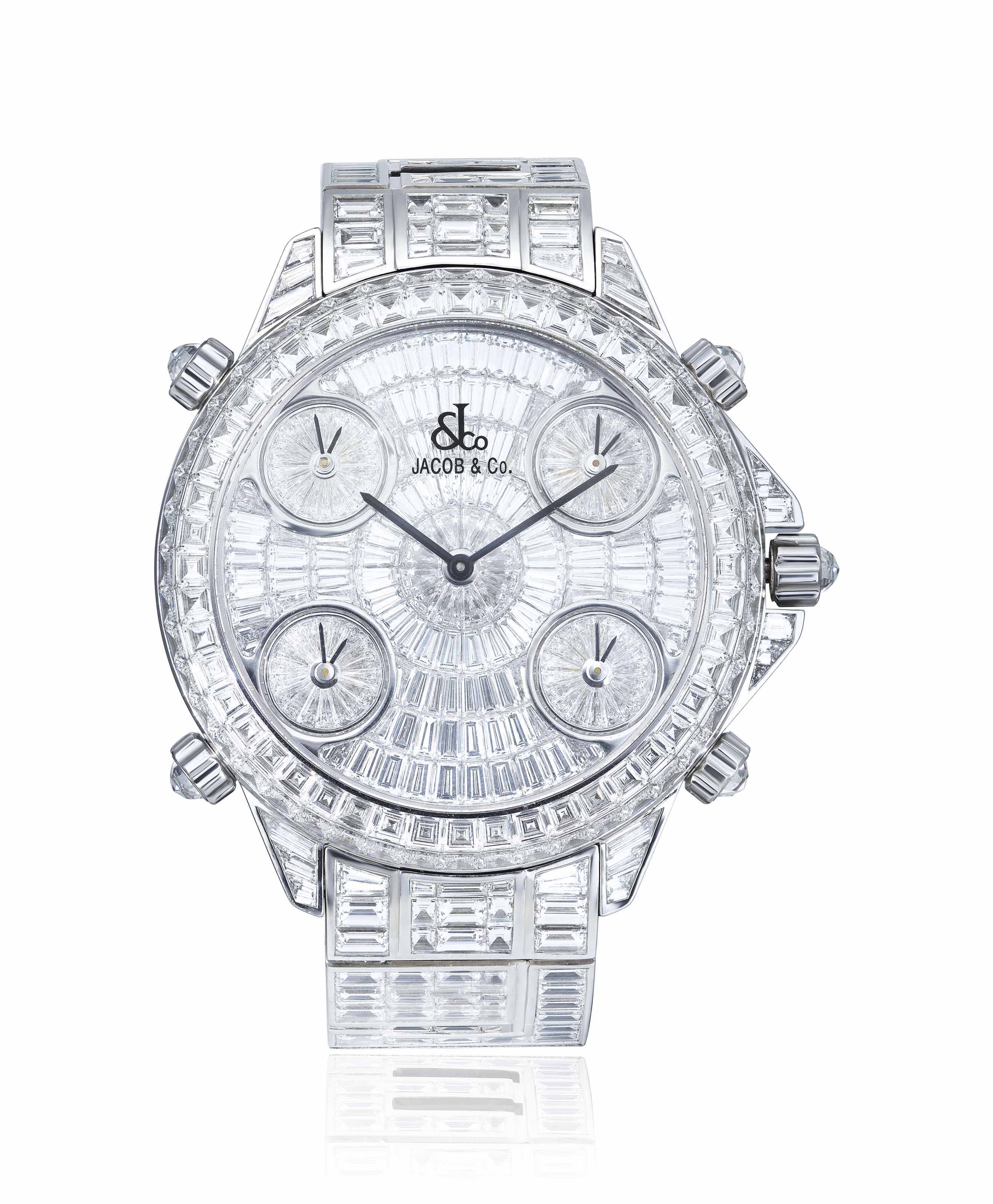 DIAMOND FIVE TIME ZONES WRISTWATCH, JACOB & CO. auctions & price archive